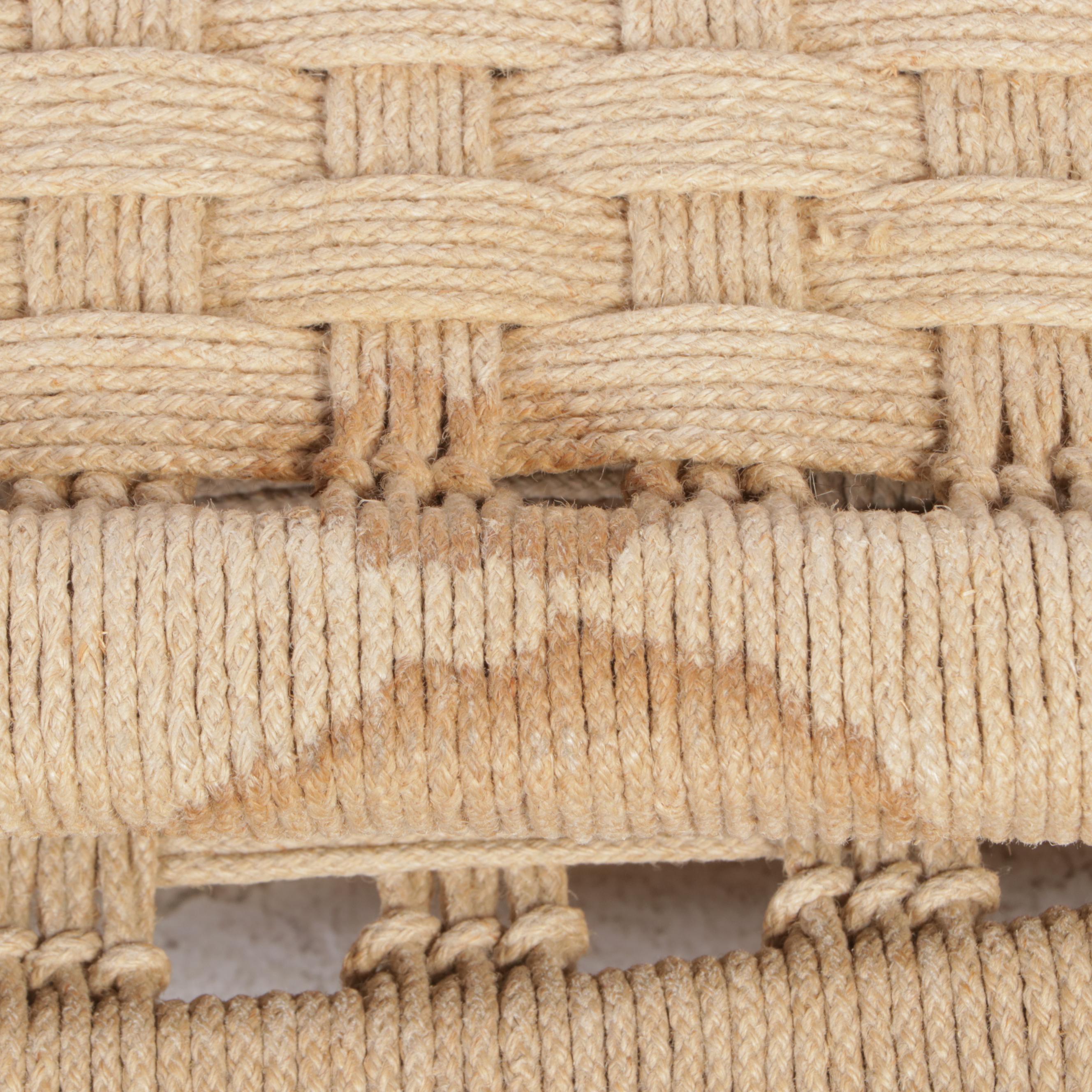 Pair of Modernist Beach and Rope Folding Lounge Chairs, Manner of Hans Wegner