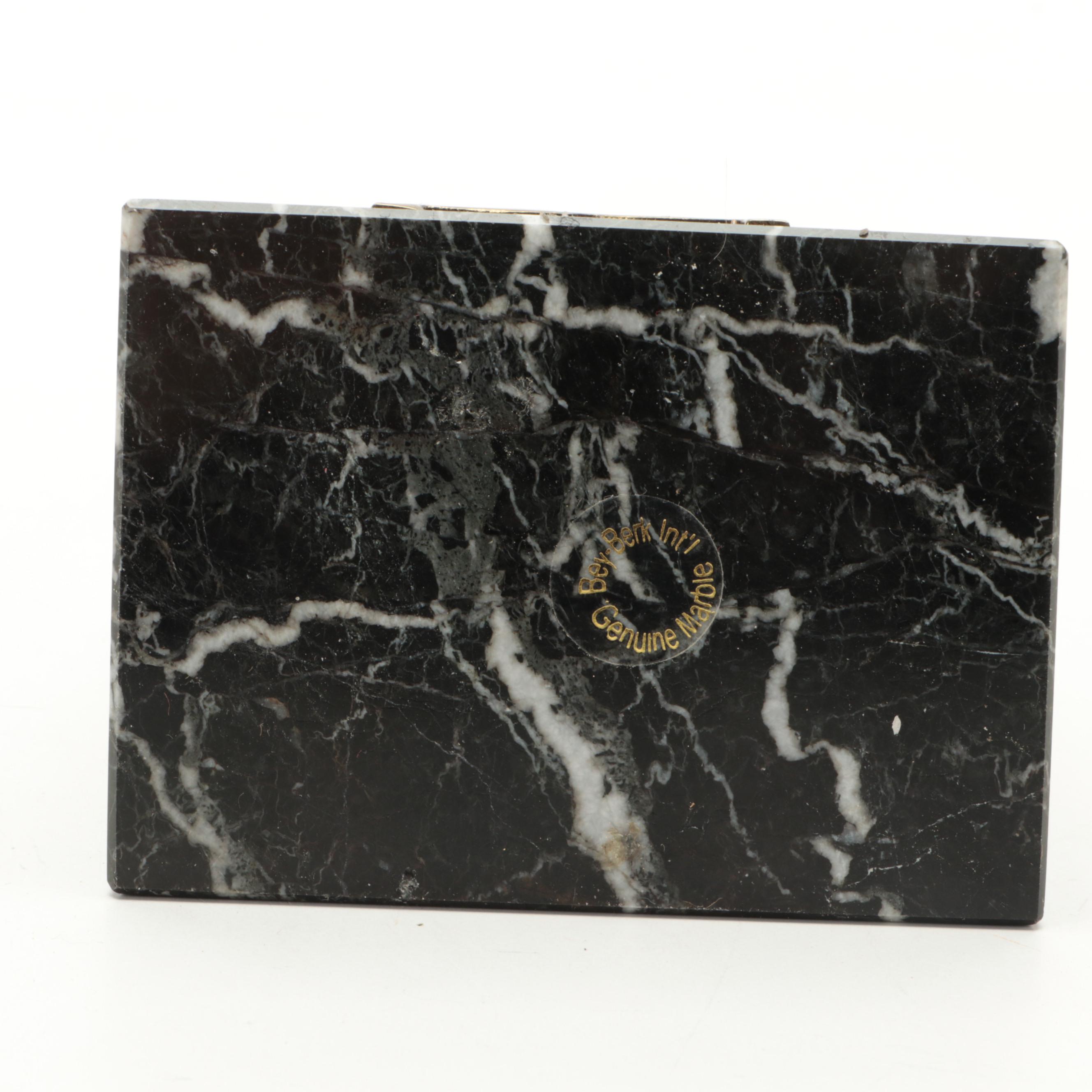 Black Marble Scales of Justice Desk Clock and Bookend