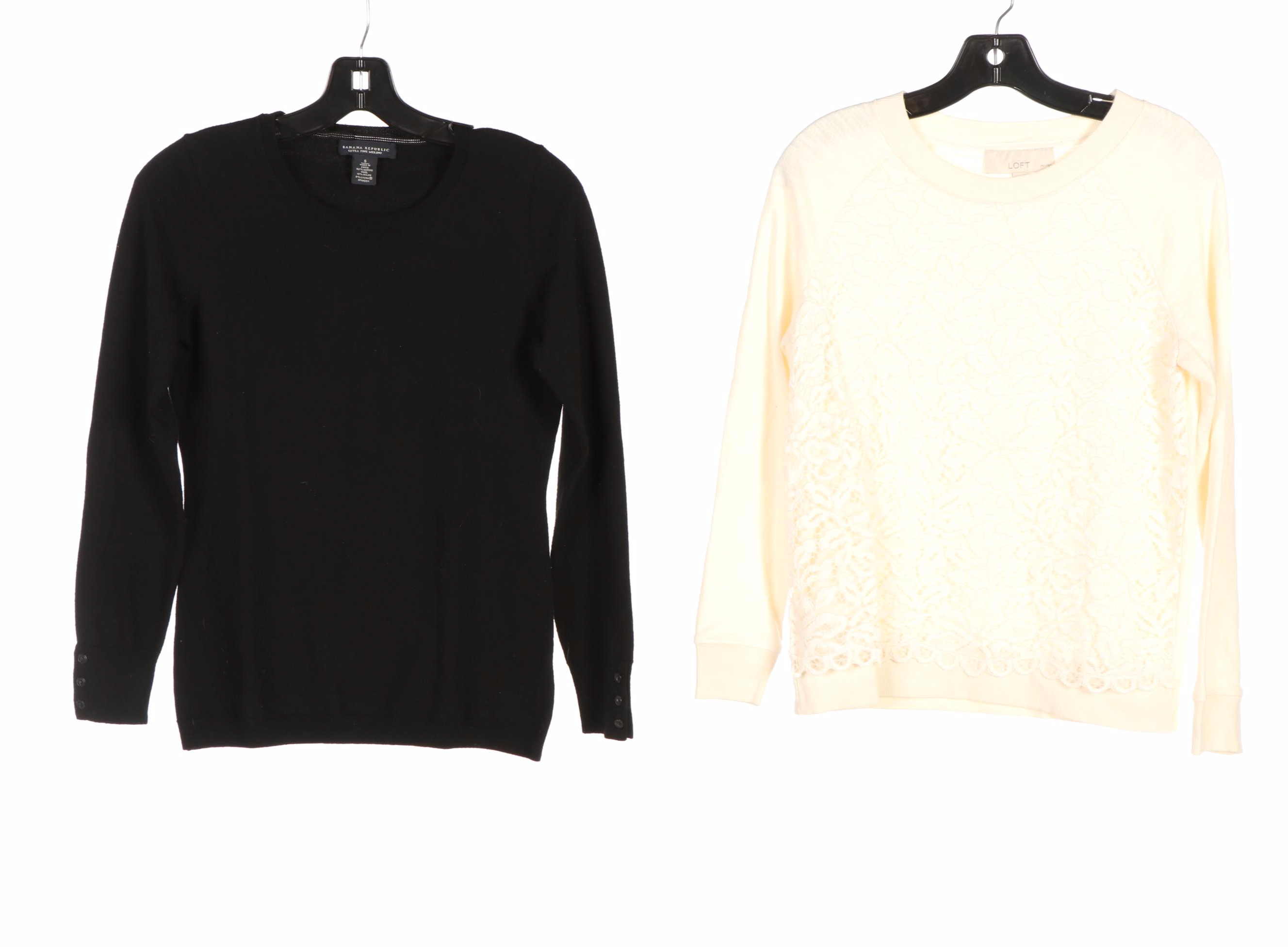 Joie Turtleneck Sweater with White Lace Trim and More Clothing