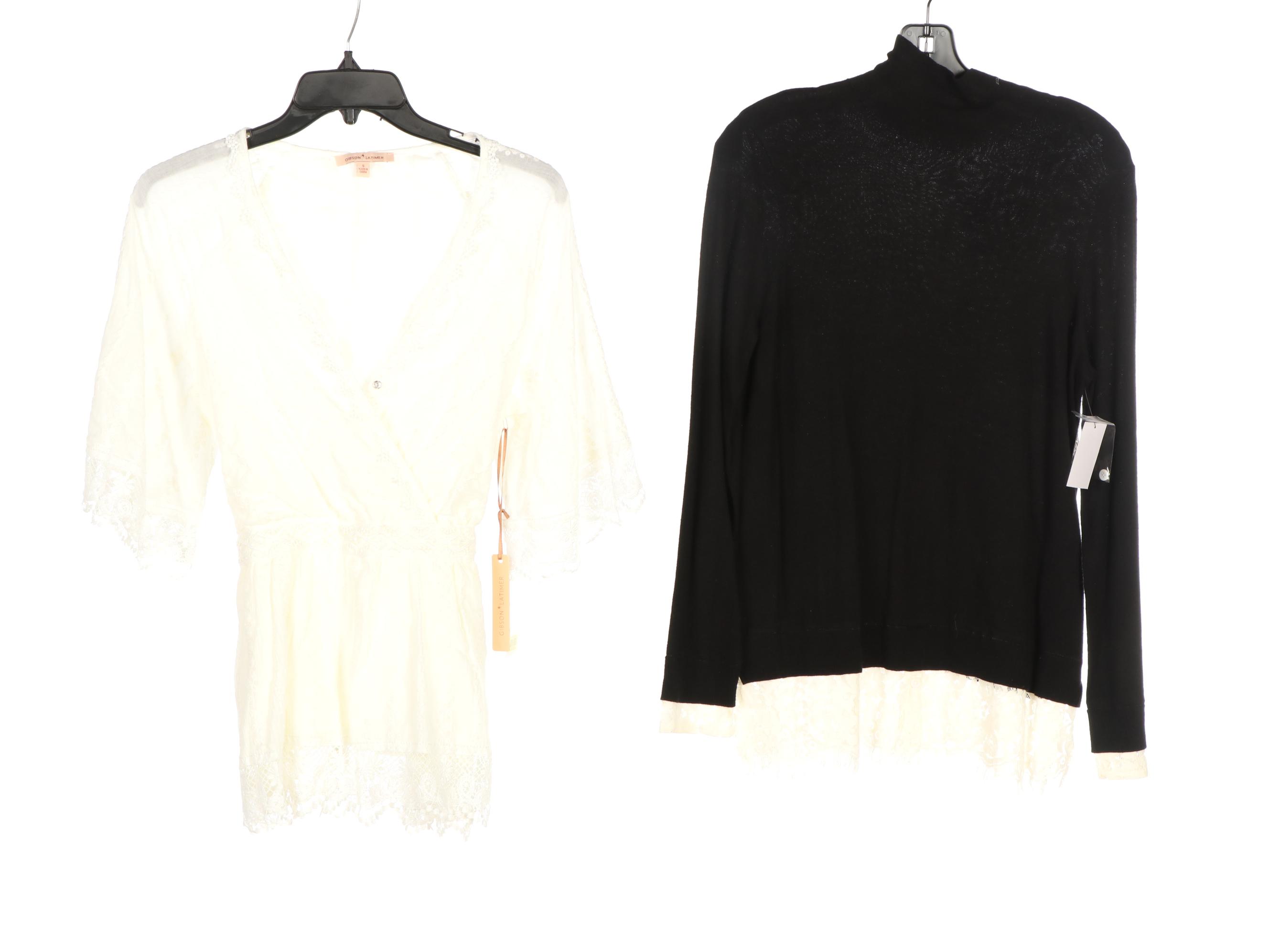 Joie Turtleneck Sweater with White Lace Trim and More Clothing