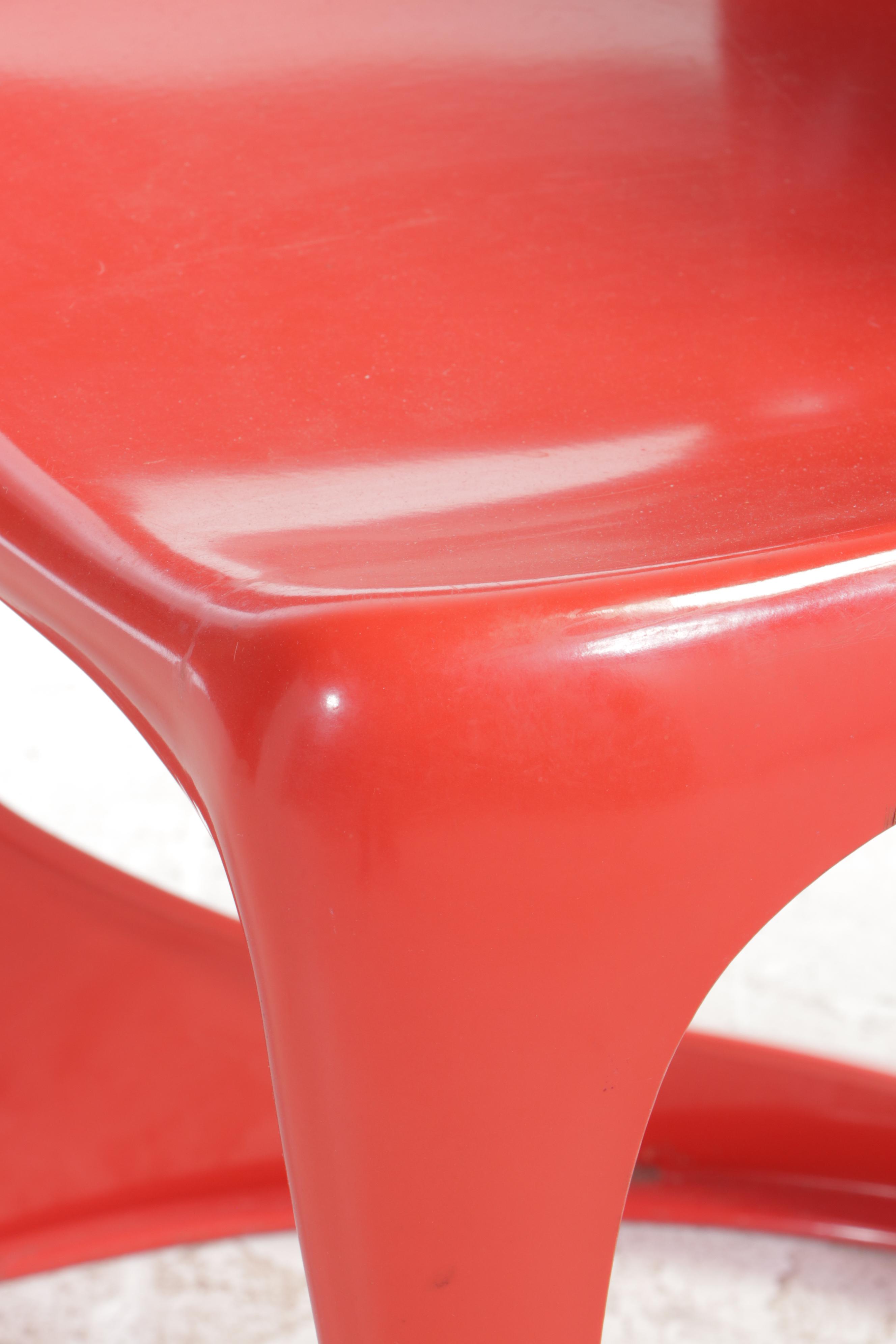 Pair of Steen Østergaard for Cado "Model 290" Red Molded Plastic Stacking Chairs