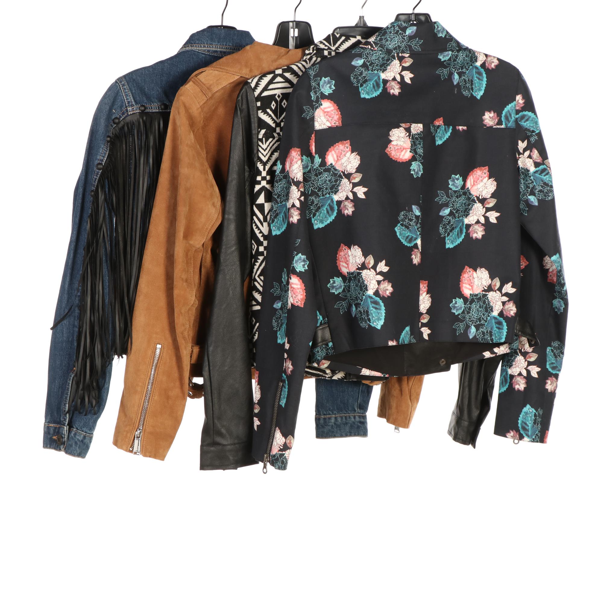Pull&Bear Denim Fringe Jacket with BCBG, Blu Pepper, Sachin+Babi Biker Jackets