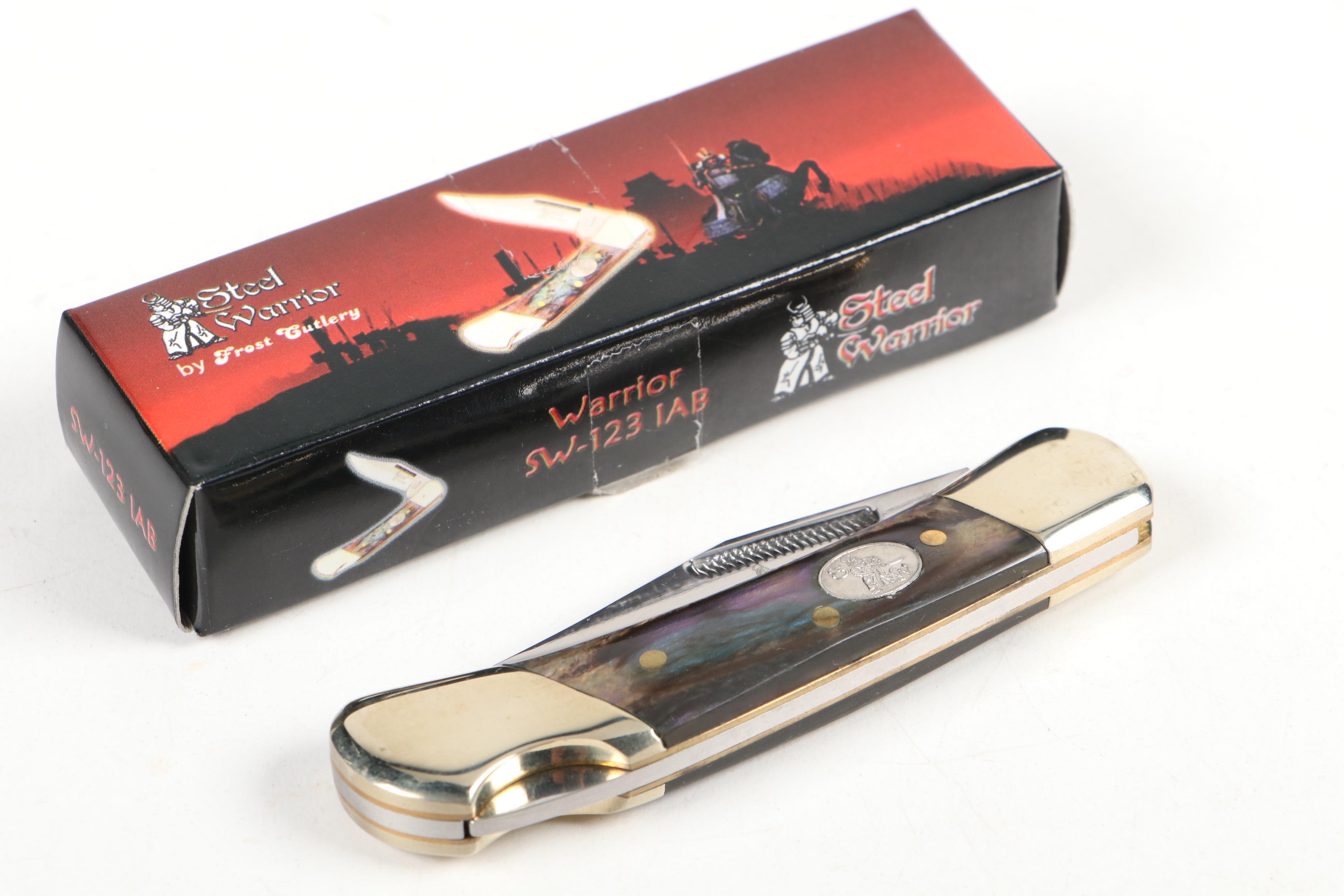 Frost Cutlery "Steel Warrior" and Other Pocket Knives with Metal Card Case