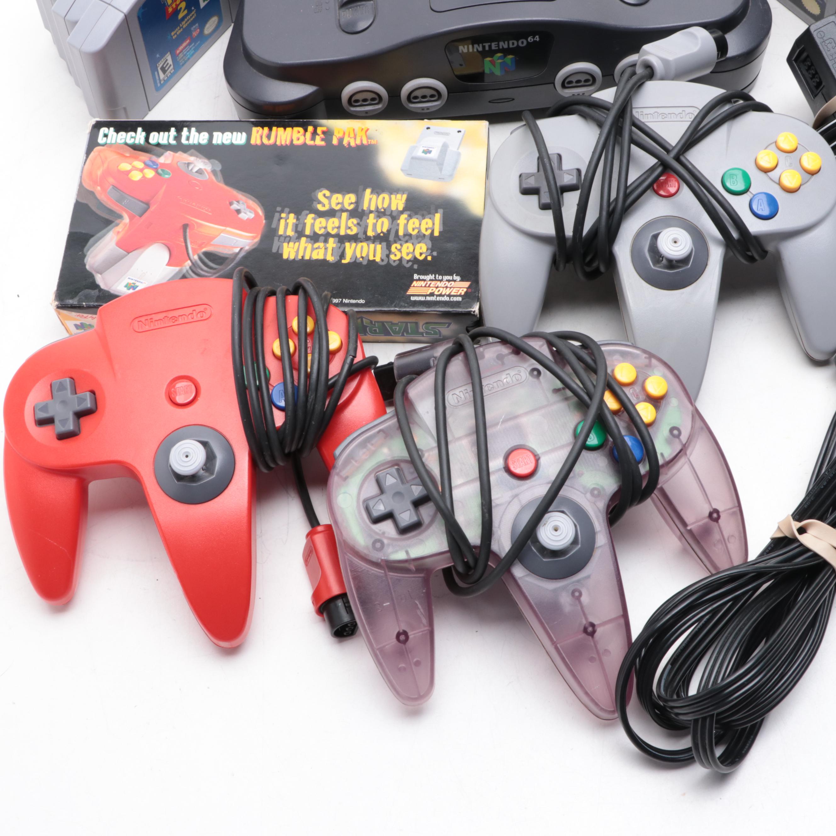 Nintendo 64 Game Console with Games, Controllers, Tilt Pak and More