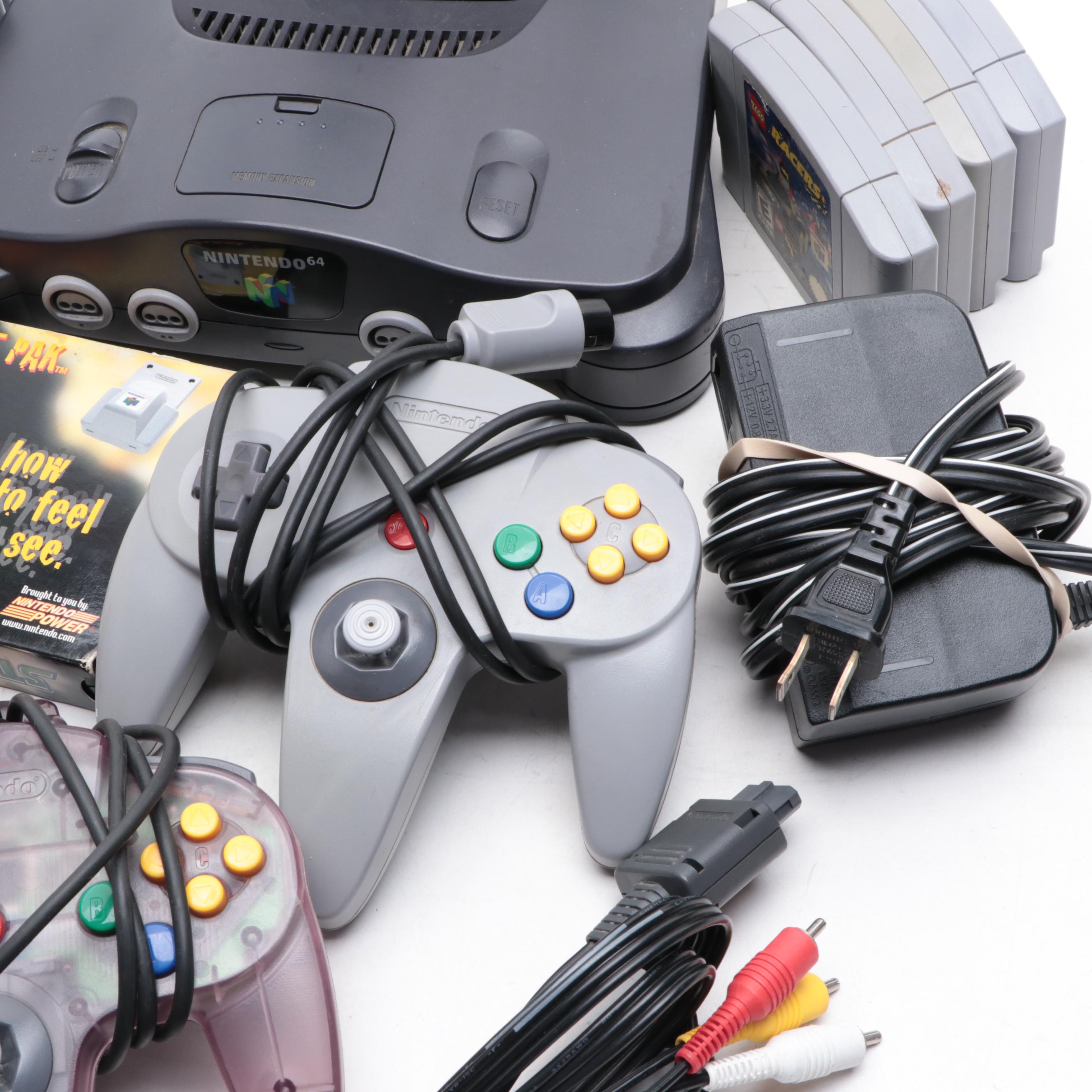 Nintendo 64 Game Console with Games, Controllers, Tilt Pak and More