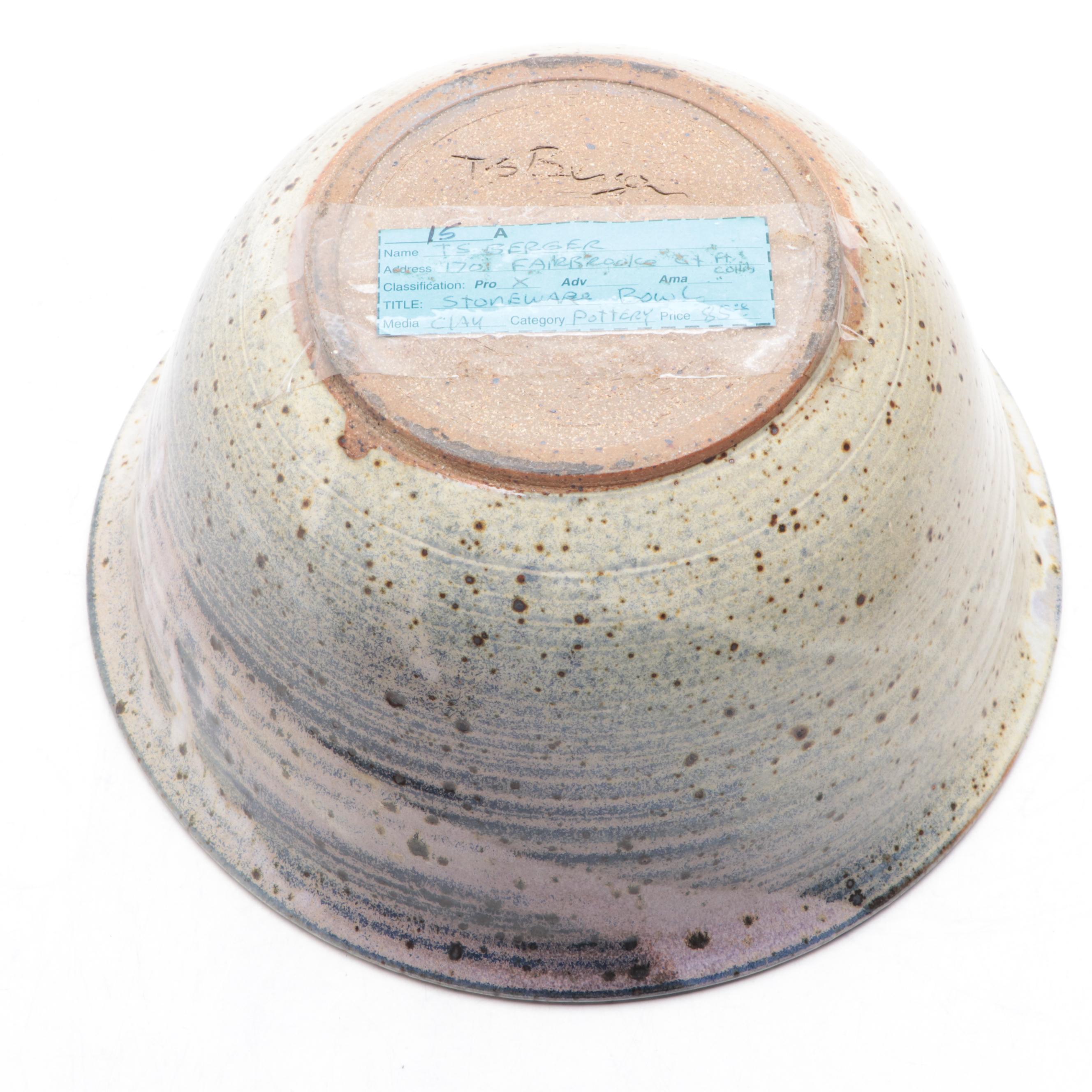 Three Studio Pottery Stoneware Bowls Including T.S. Berger and Joan Glasgow