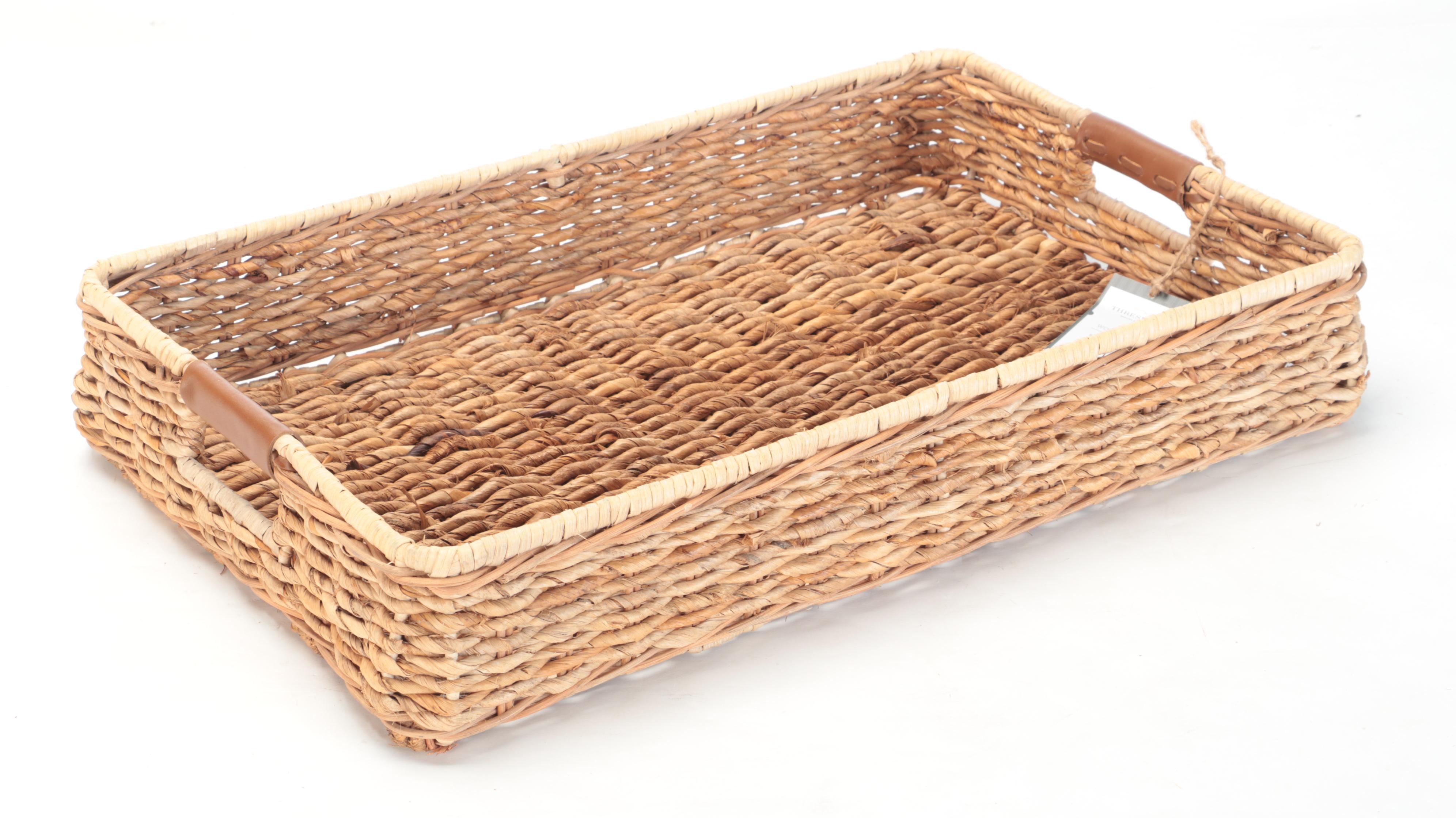 Threshold With Studio McGee Banana Leaf Woven Tray With Cut Off Handles
