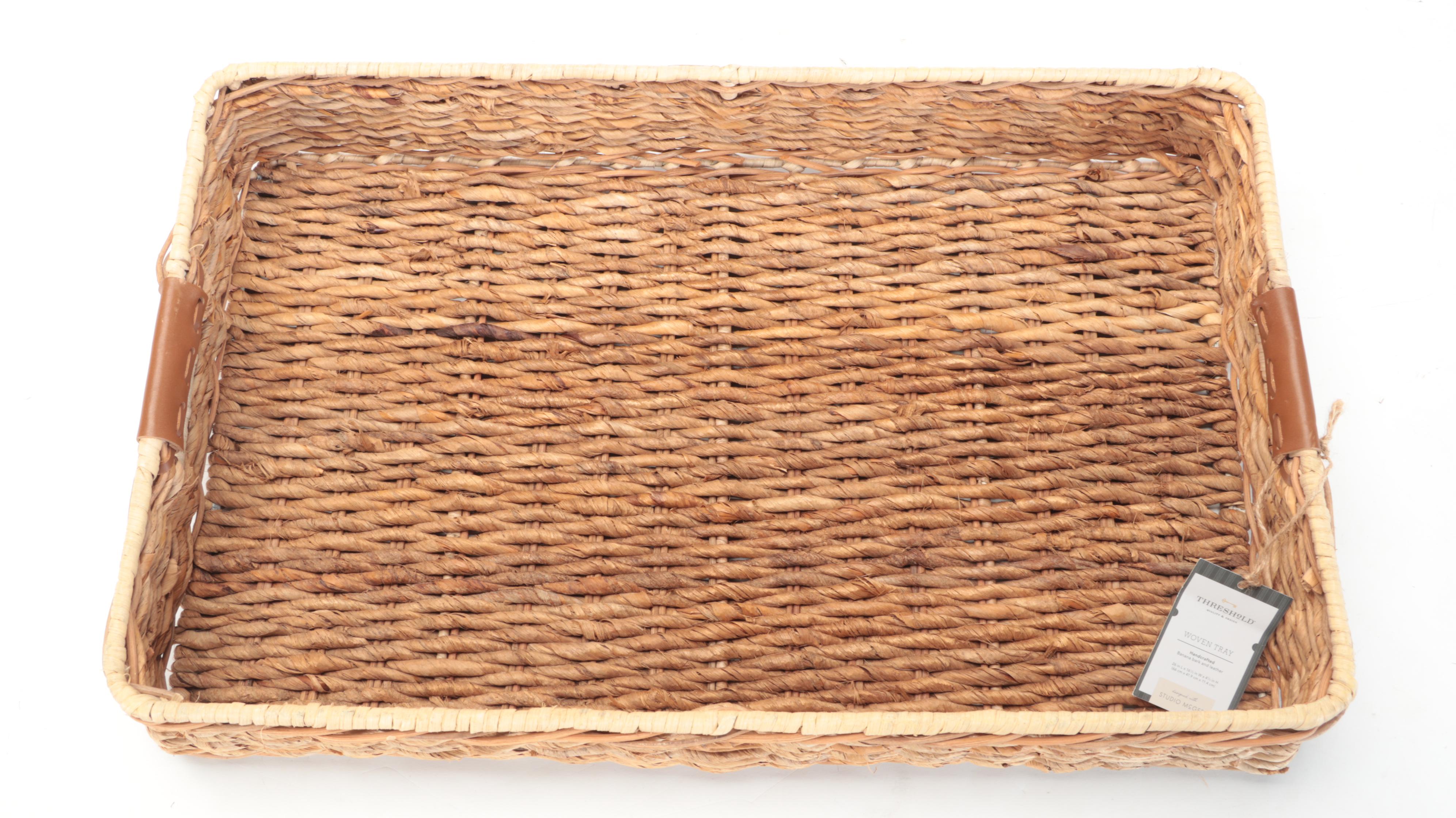 Threshold With Studio McGee Banana Leaf Woven Tray With Cut Off Handles
