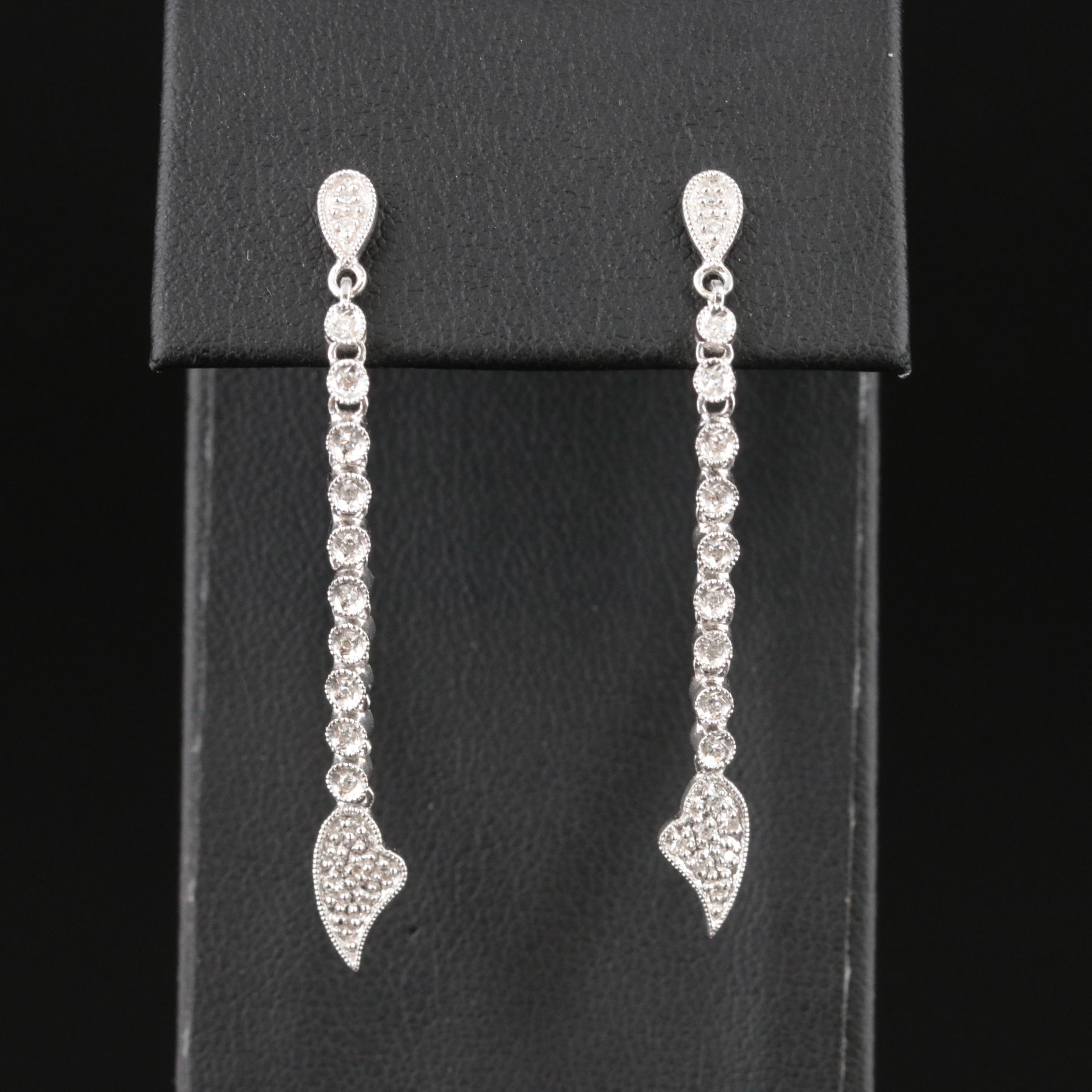 14K 0.20 CTW Diamond Heart Drop Earrings