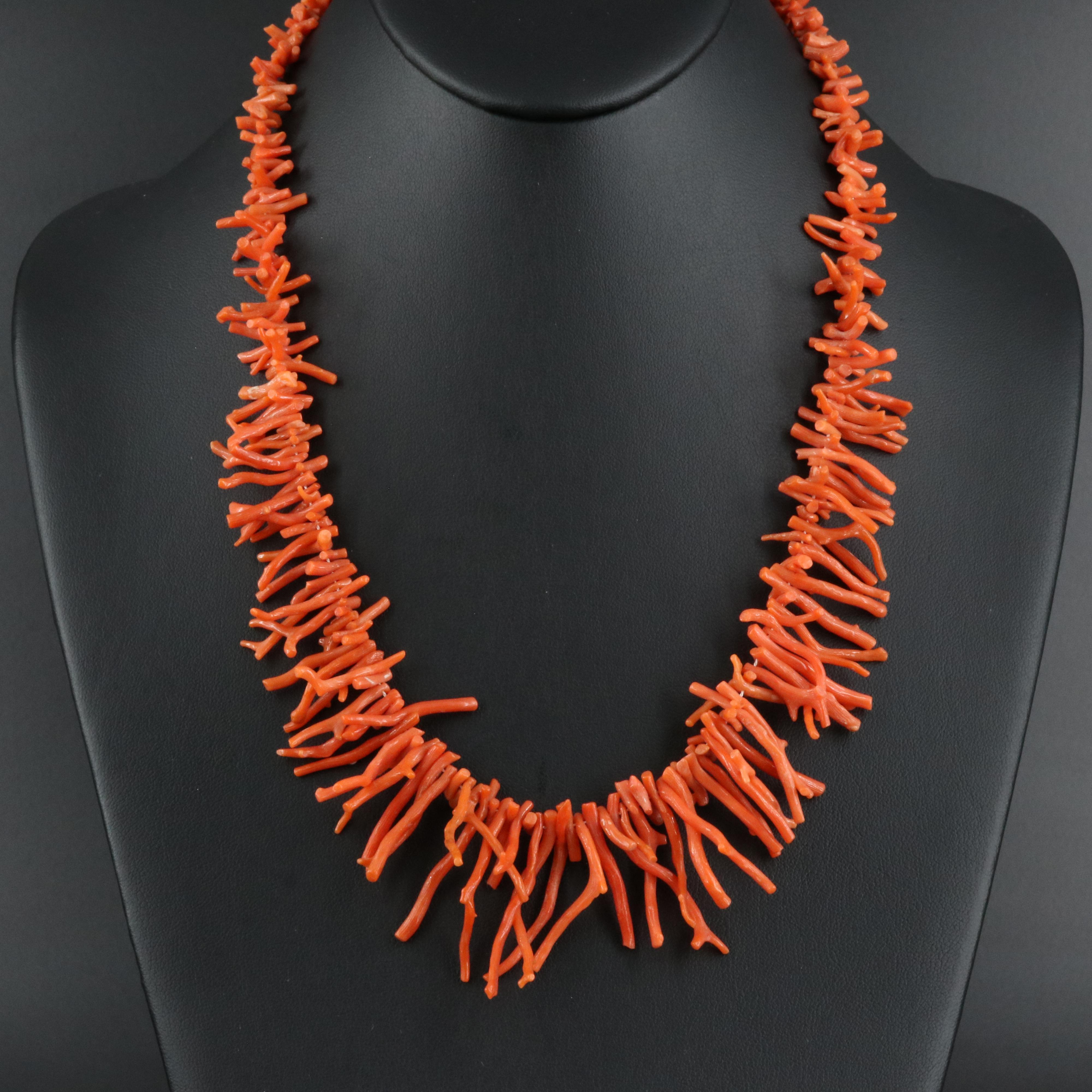 Coral Necklace with Sterling Clasp