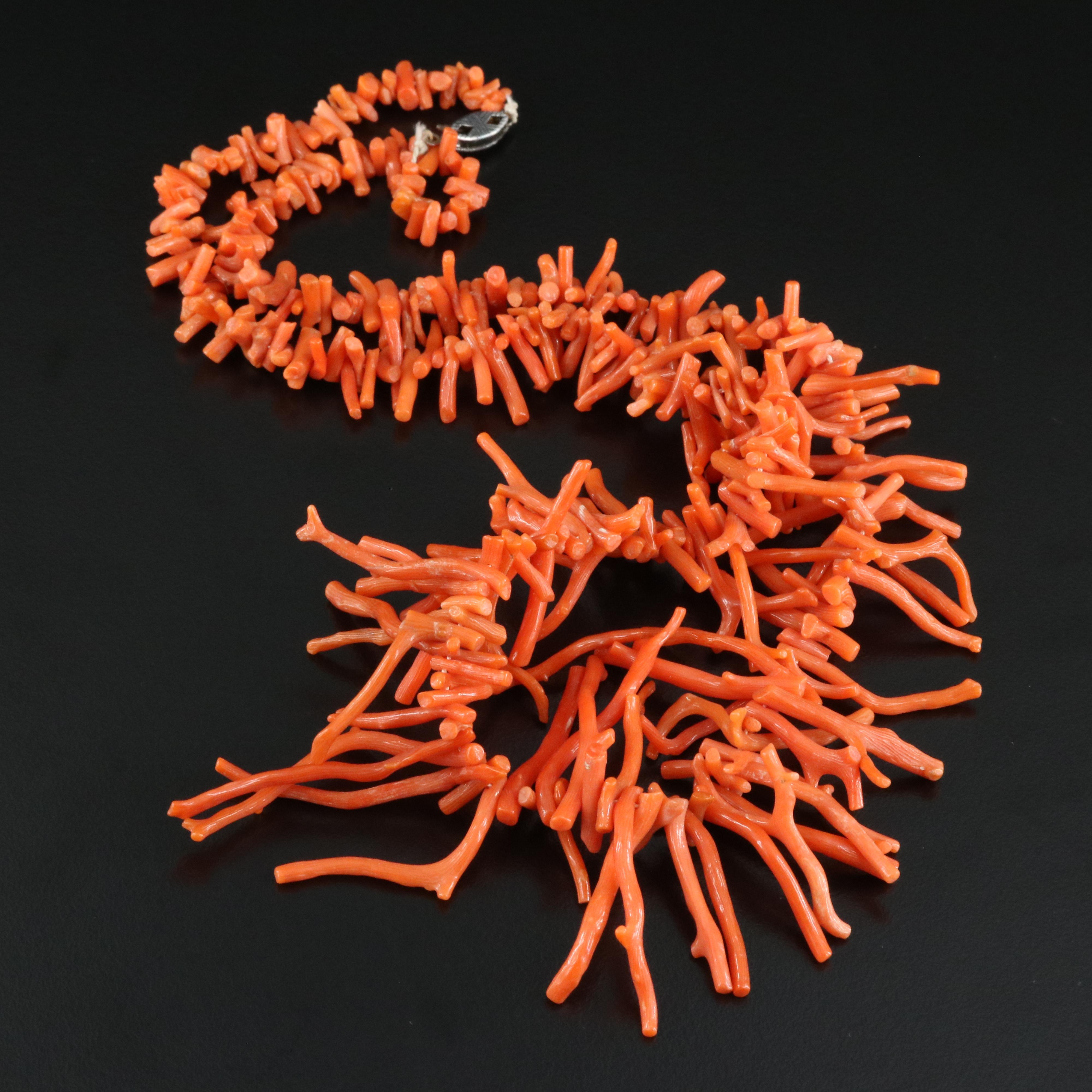 Coral Necklace with Sterling Clasp