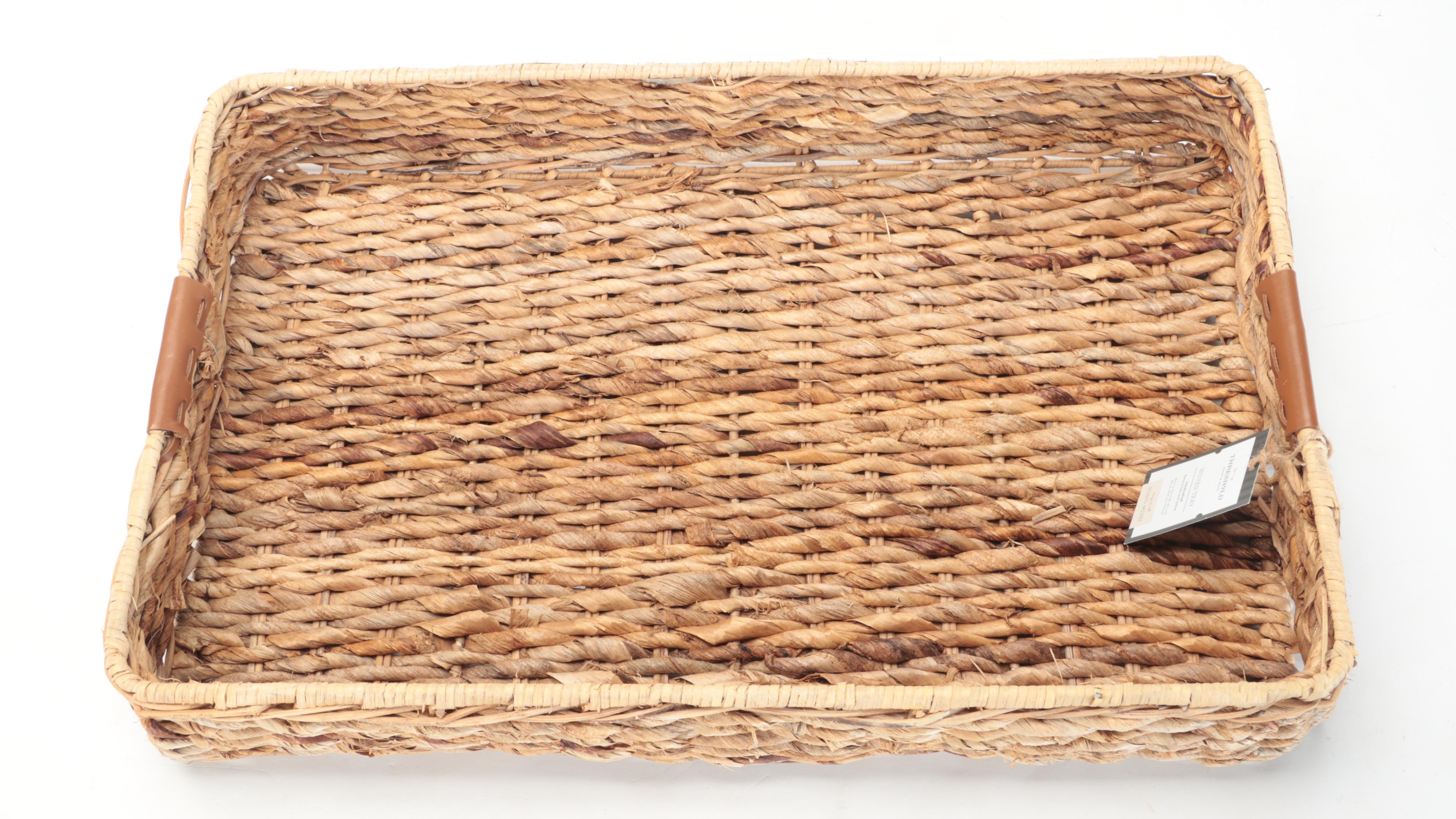 Threshold With Studio McGee Banana Leaf Woven Tray With Cut Off Handles
