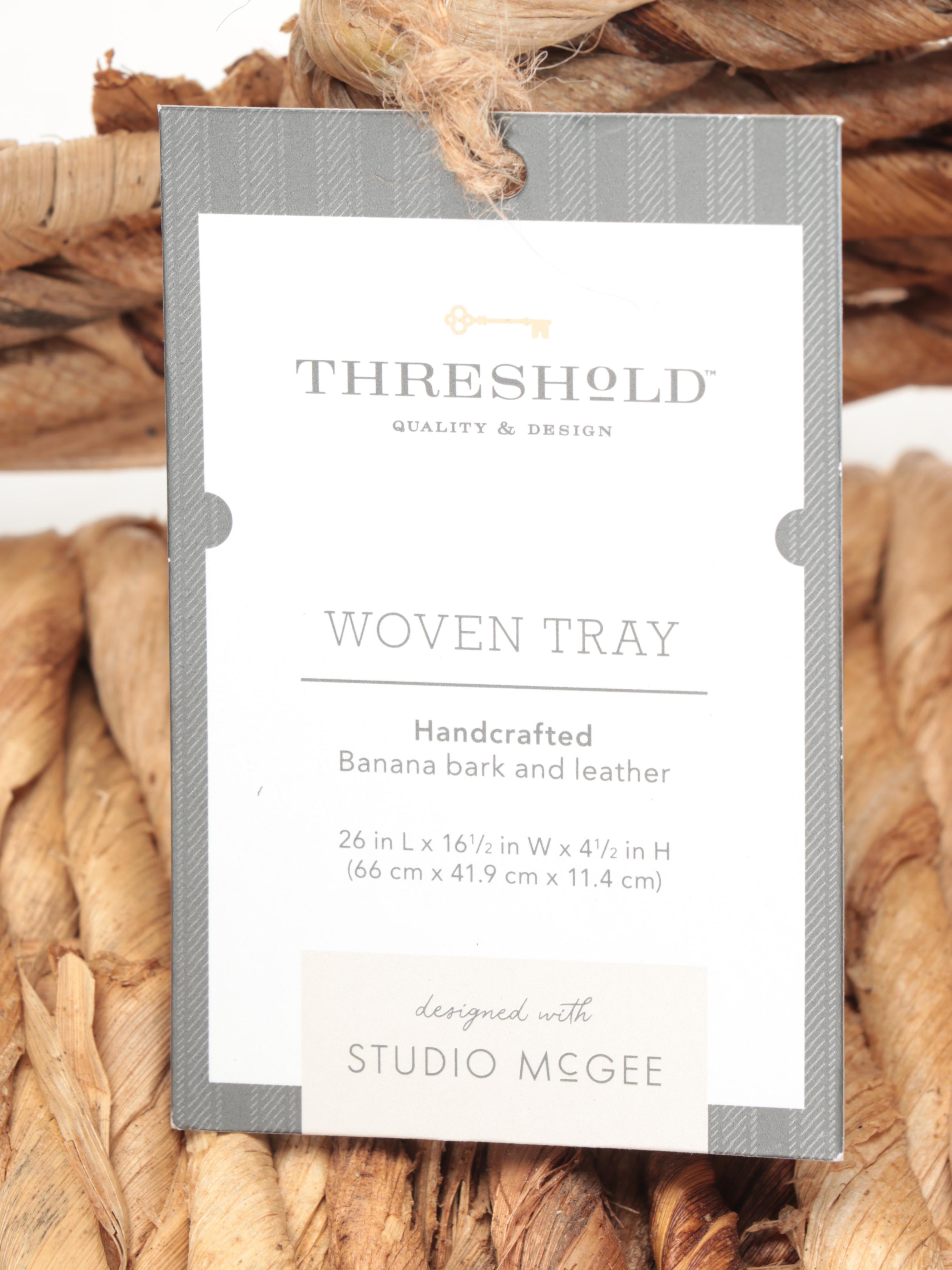 Threshold With Studio McGee Banana Leaf Woven Tray With Cut Off Handles