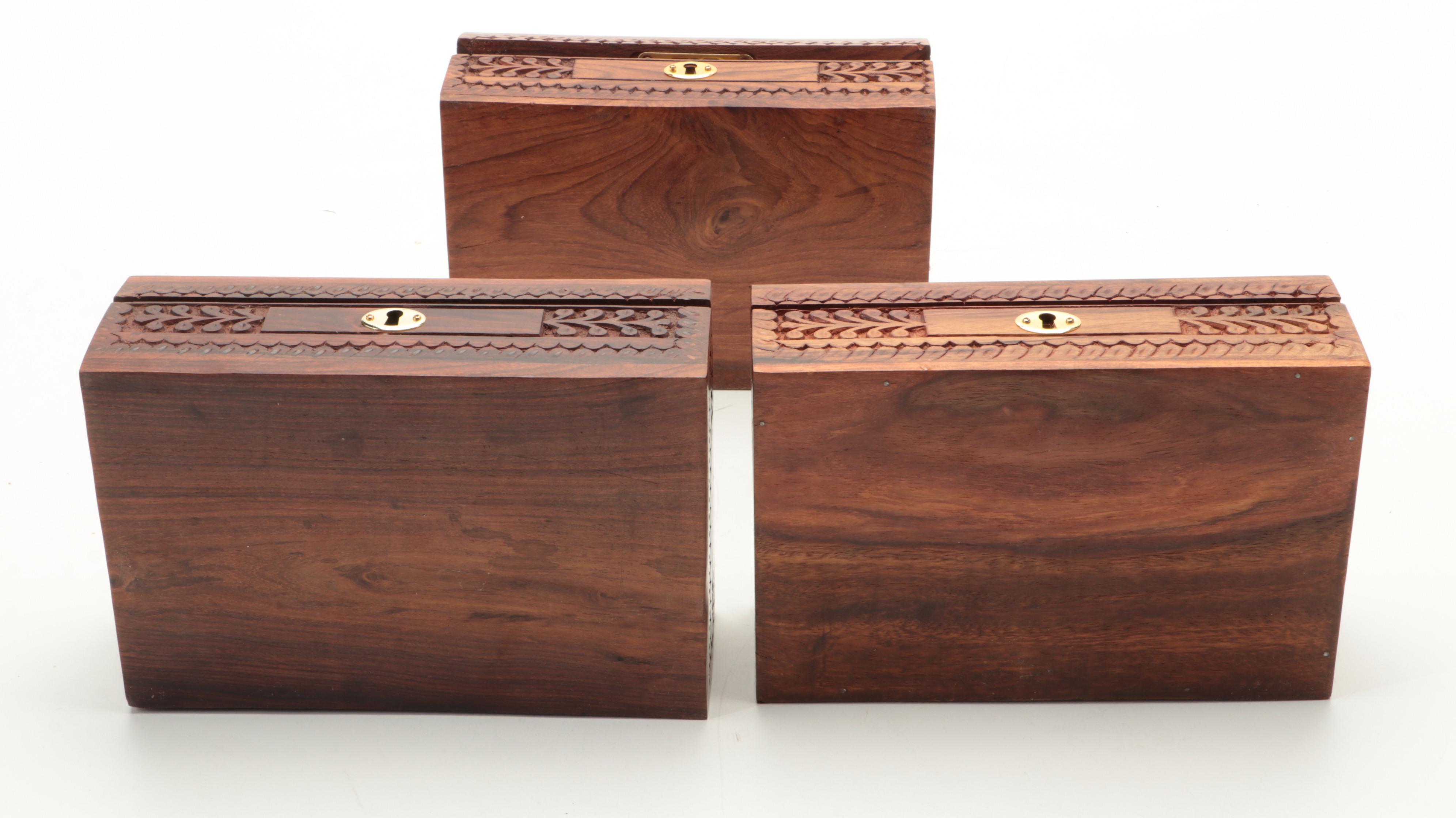 Carved Rosewood Boxes with Wooden Keepsake Boxes