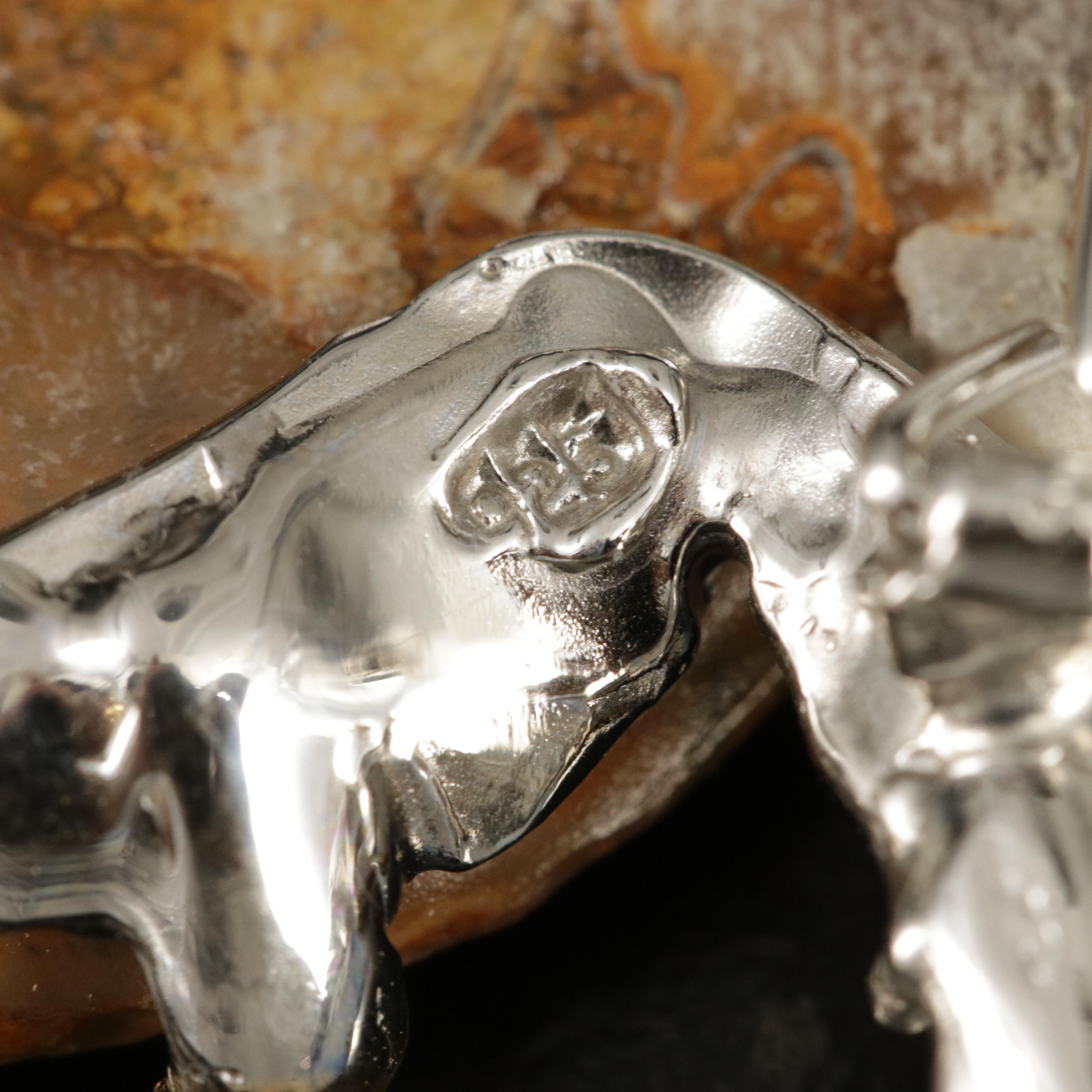 Sterling Ammonite, Lapis Lazuli and Enamel Nautilus Brooch