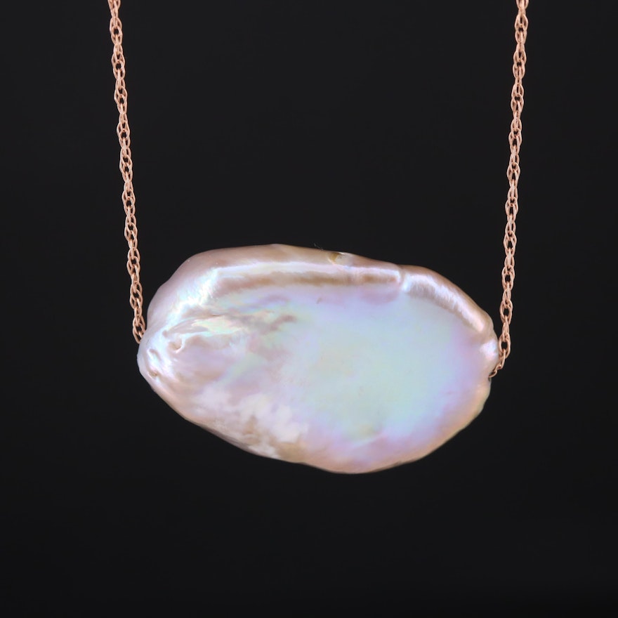 14K Baroque Pearl Pendant Necklace