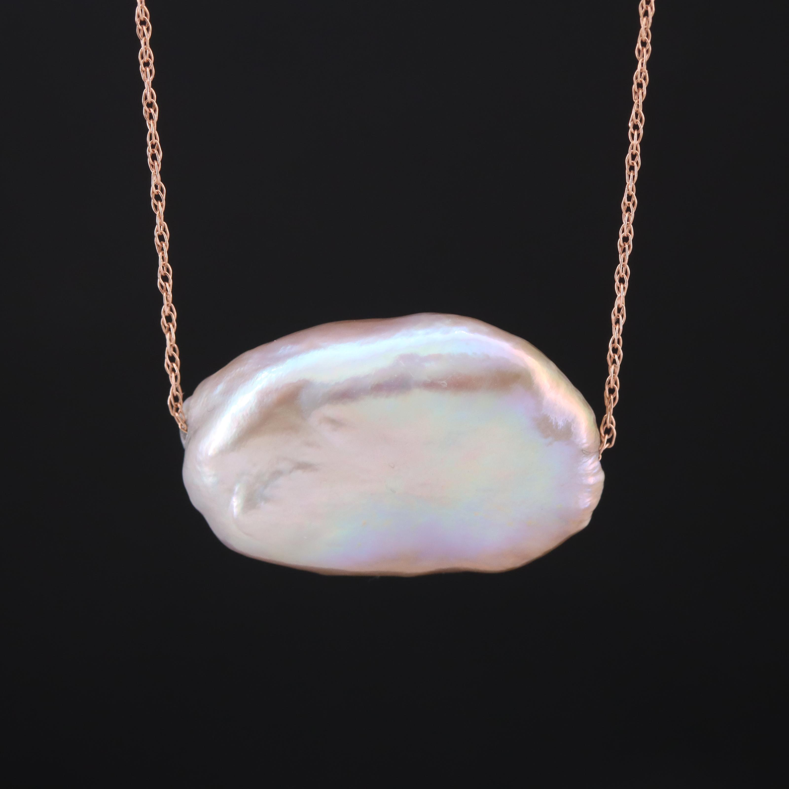 14K Baroque Pearl Pendant Necklace