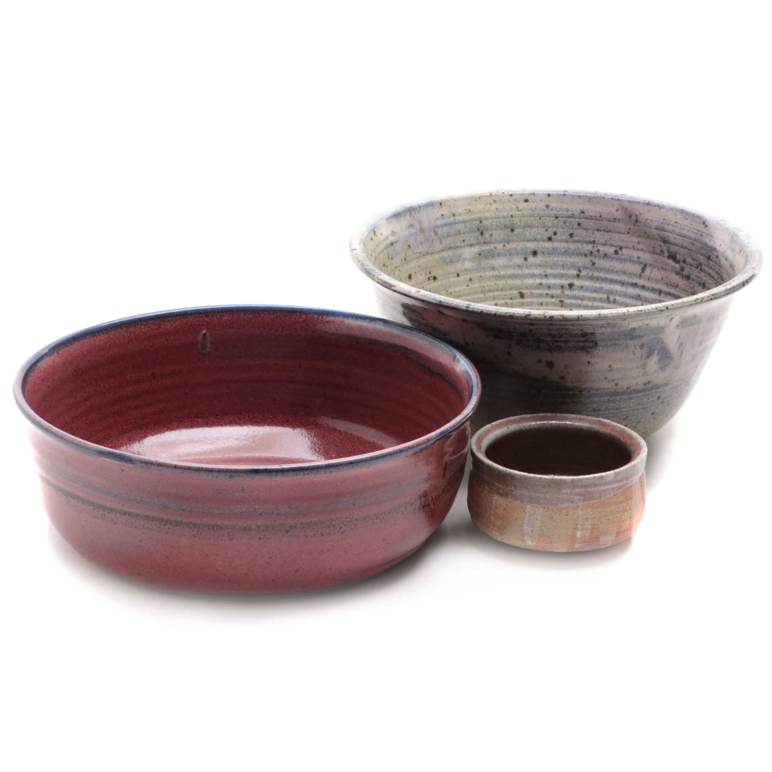 Three Studio Pottery Stoneware Bowls Including T.S. Berger and Joan Glasgow