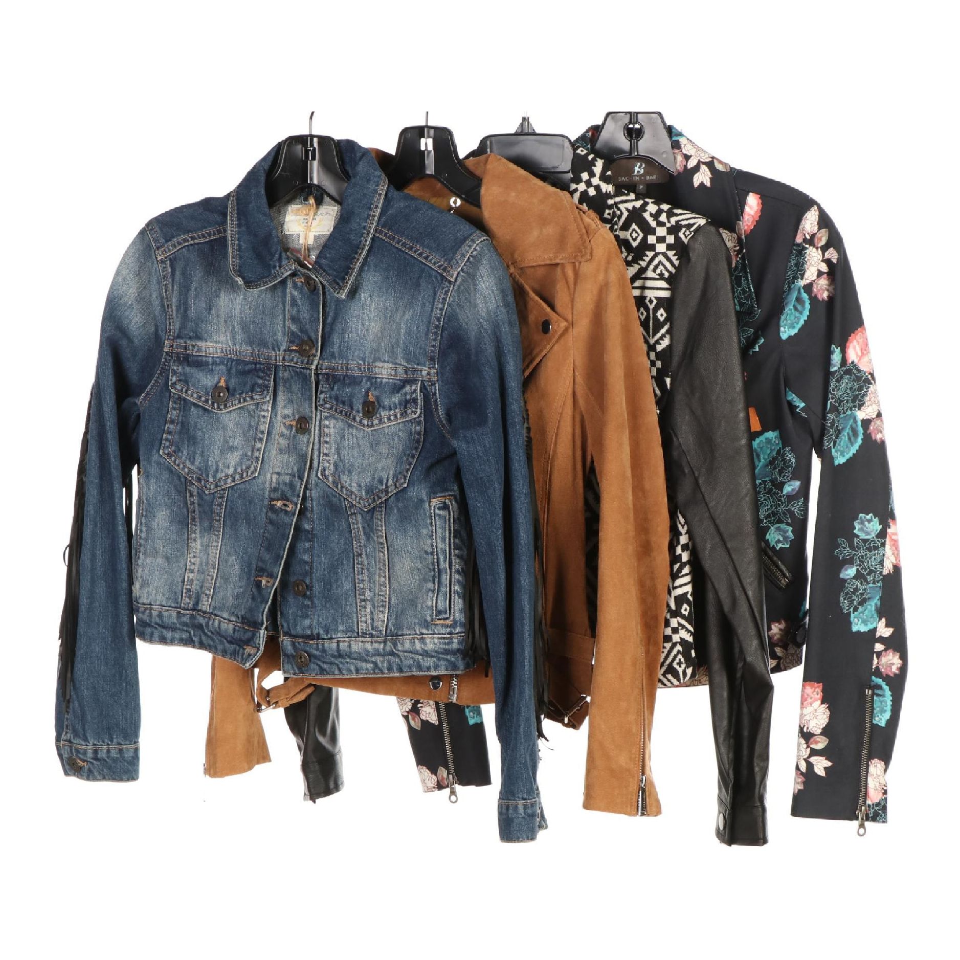 Pull&Bear Denim Fringe Jacket with BCBG, Blu Pepper, Sachin+Babi Biker Jackets