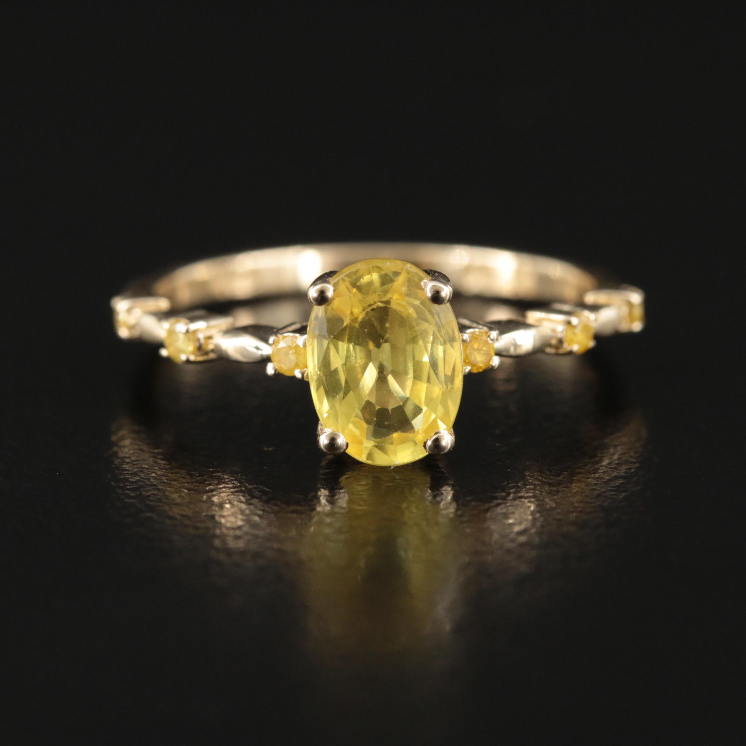 14K Yellow Sapphire and Diamond Ring