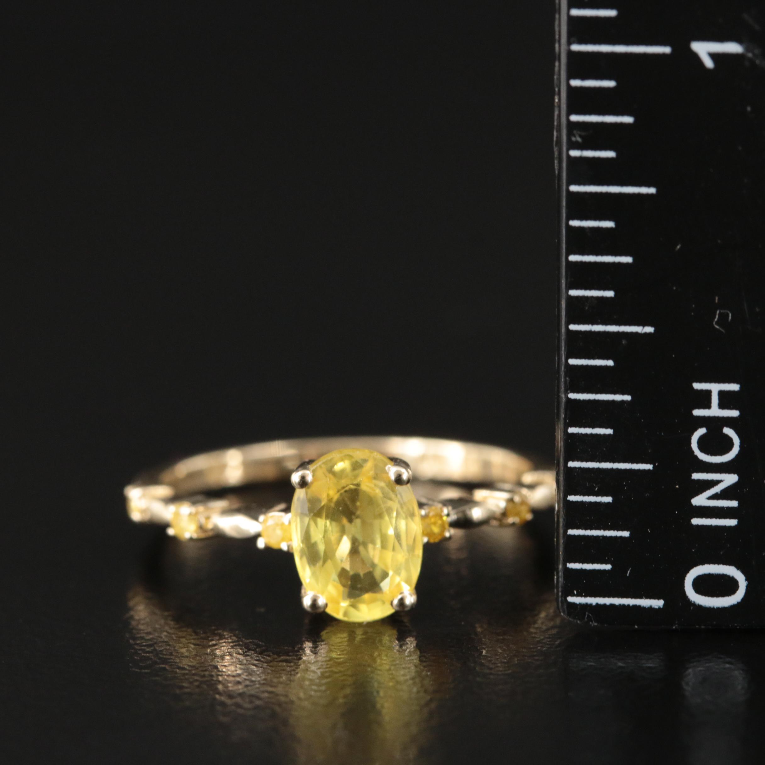 14K Yellow Sapphire and Diamond Ring