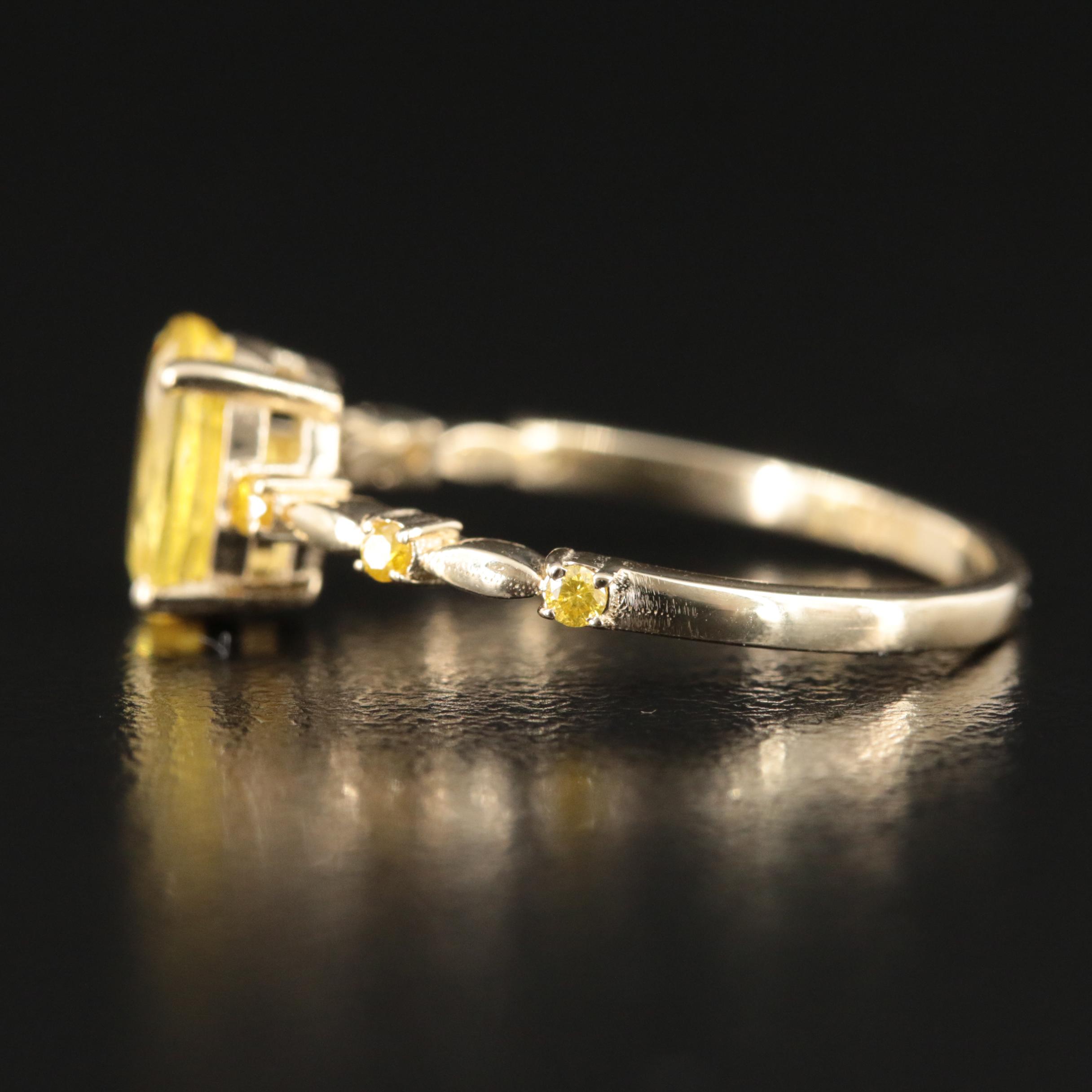 14K Yellow Sapphire and Diamond Ring