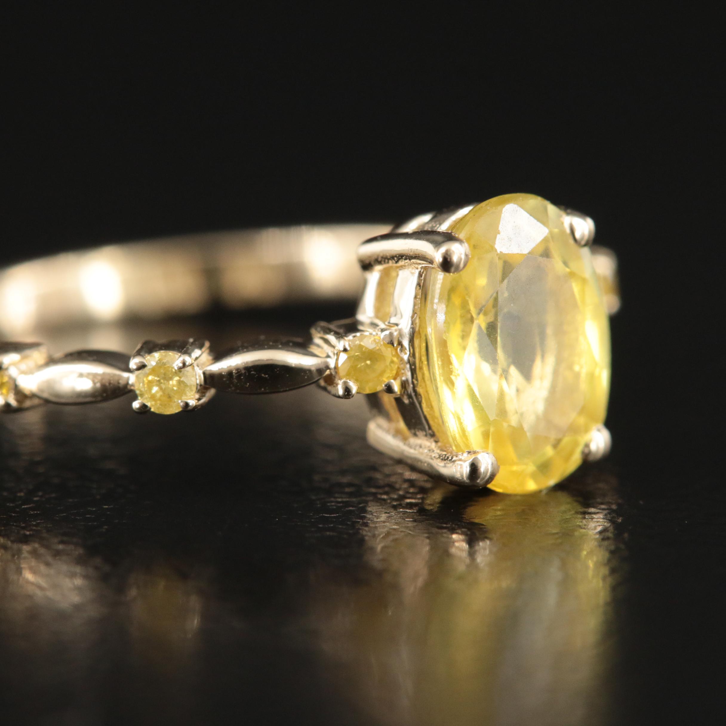 14K Yellow Sapphire and Diamond Ring