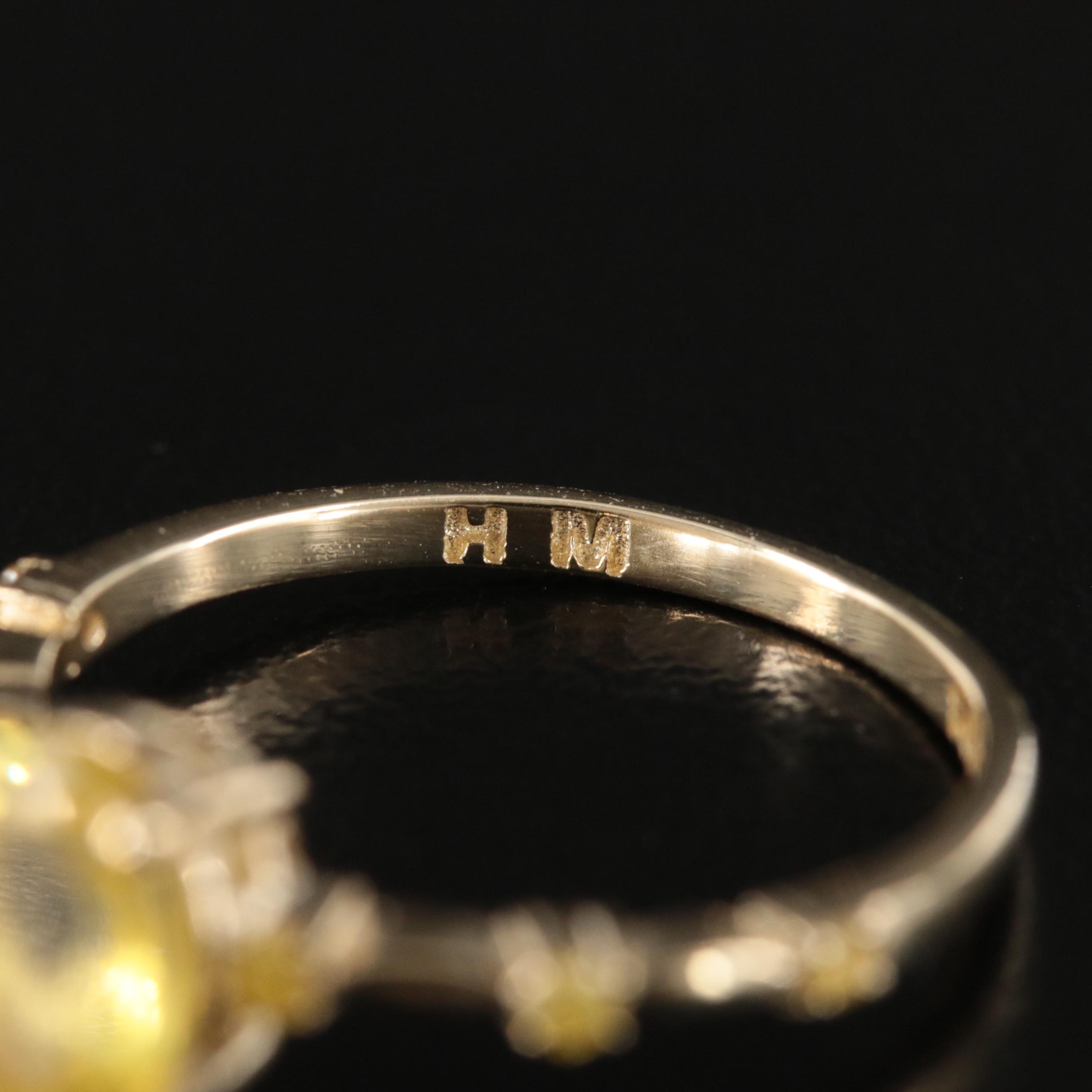 14K Yellow Sapphire and Diamond Ring