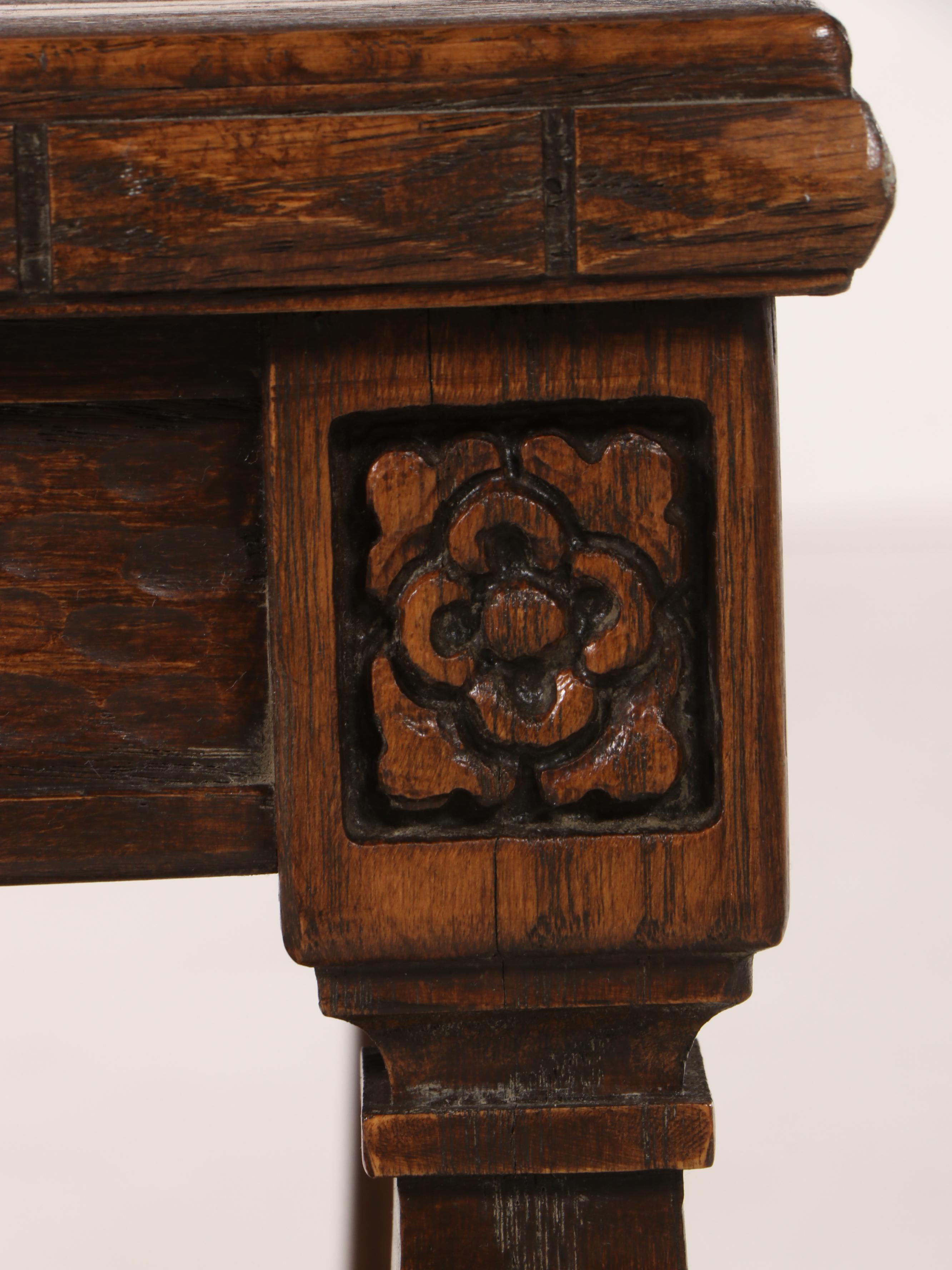 Romweber Carved Oak Two-Tier Side Table, 20th Century