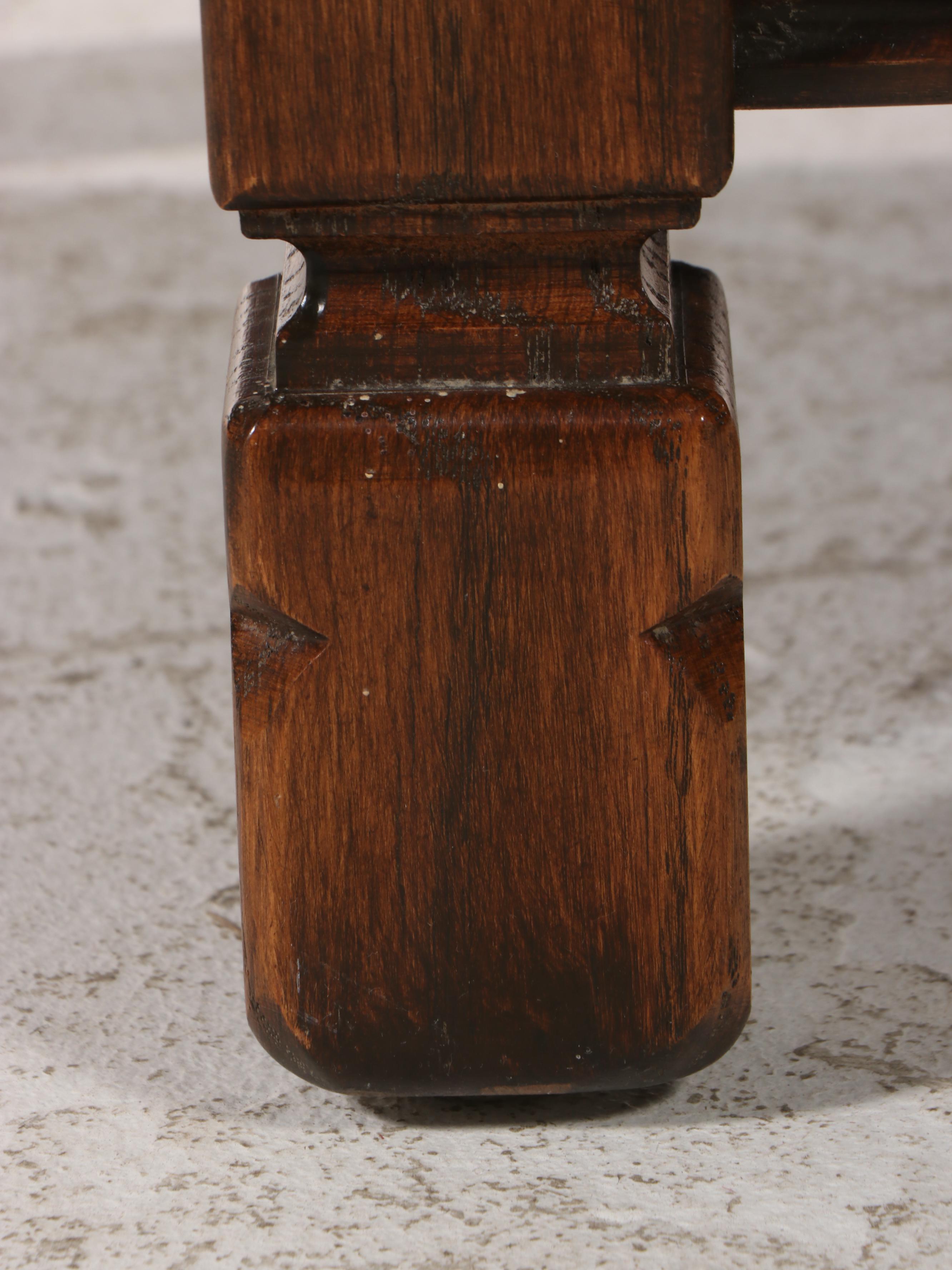 Romweber Carved Oak Two-Tier Side Table, 20th Century