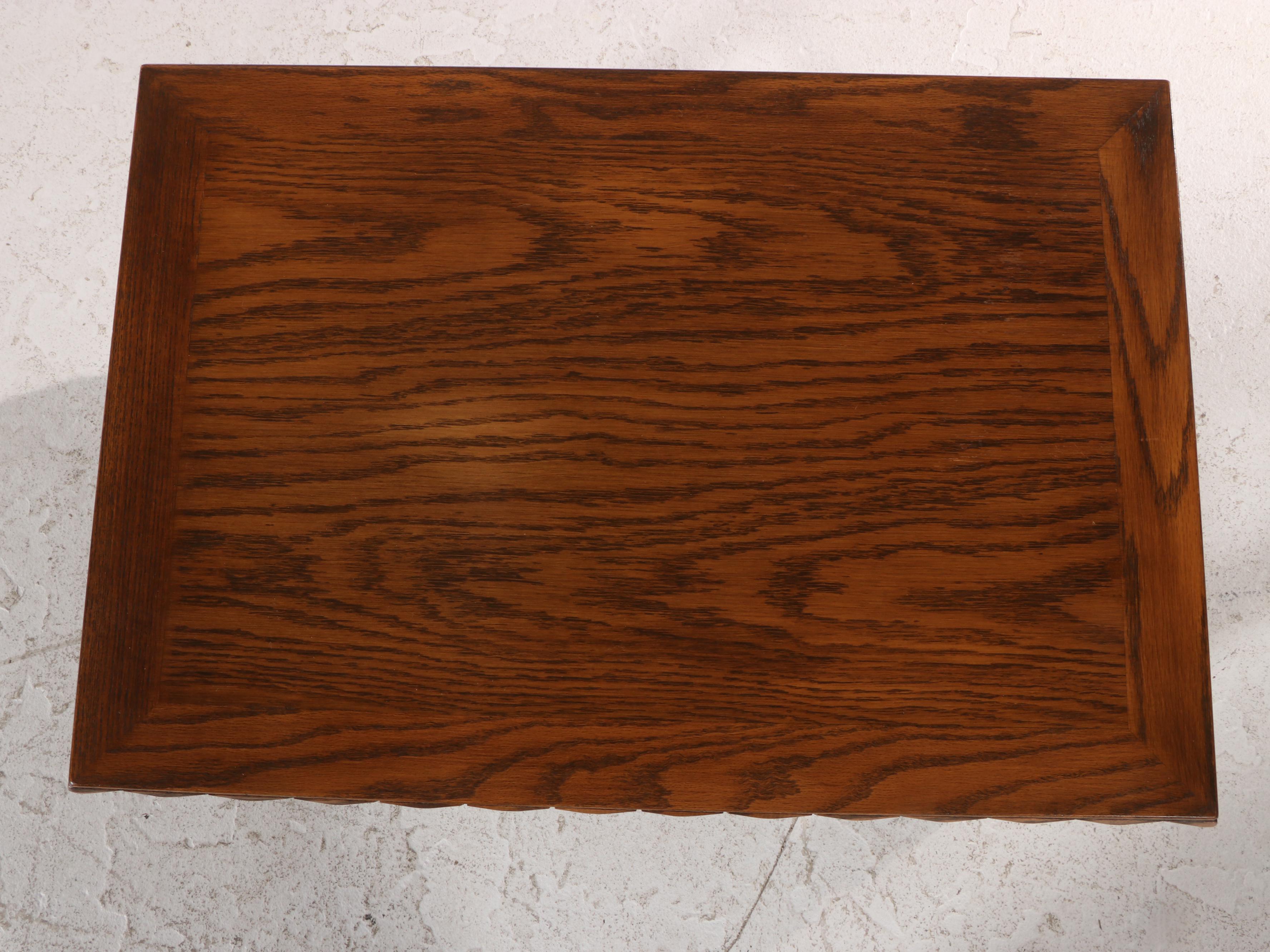 Romweber Carved Oak Two-Tier Side Table, 20th Century