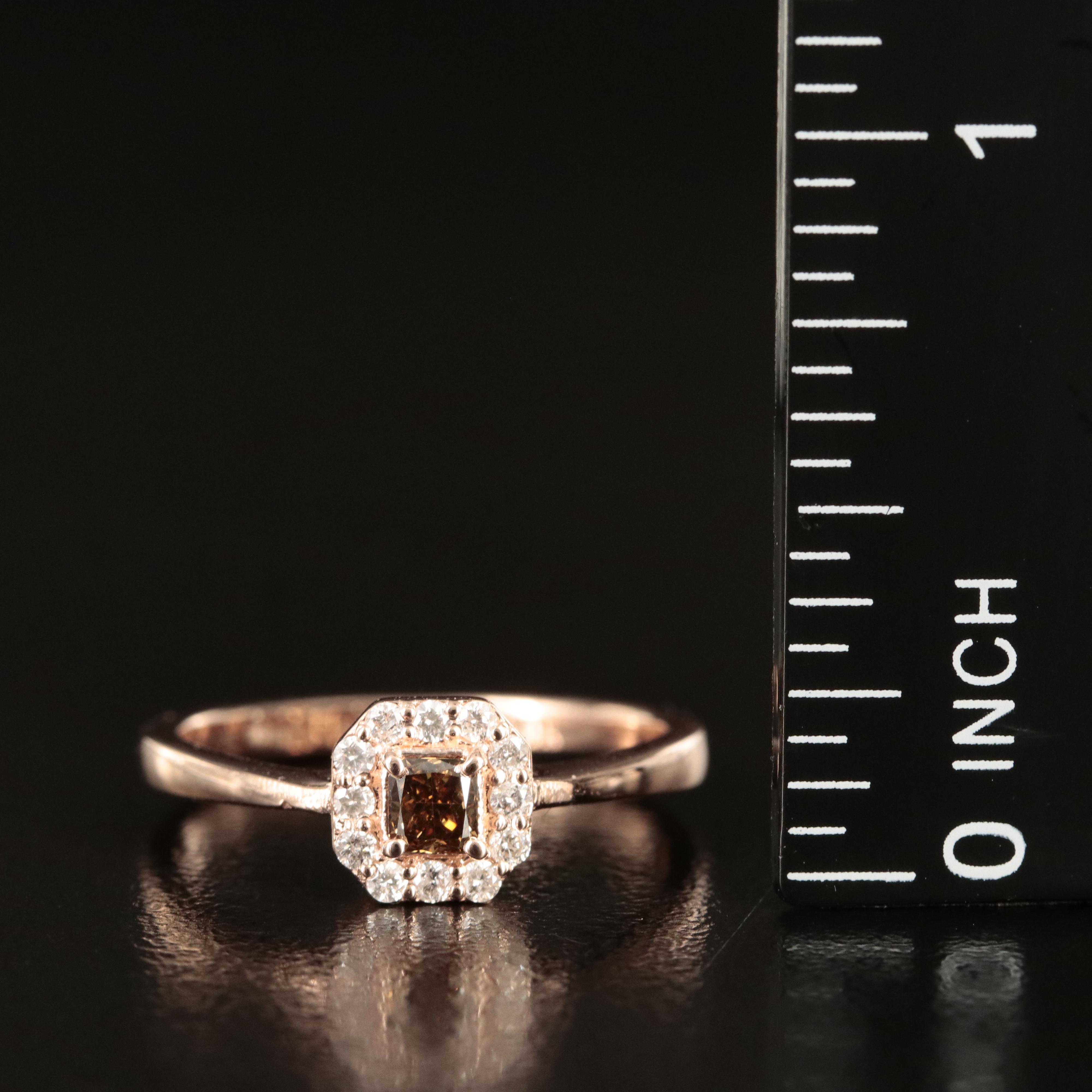 14K Rose Gold 0.35 CTW Diamond Halo Ring