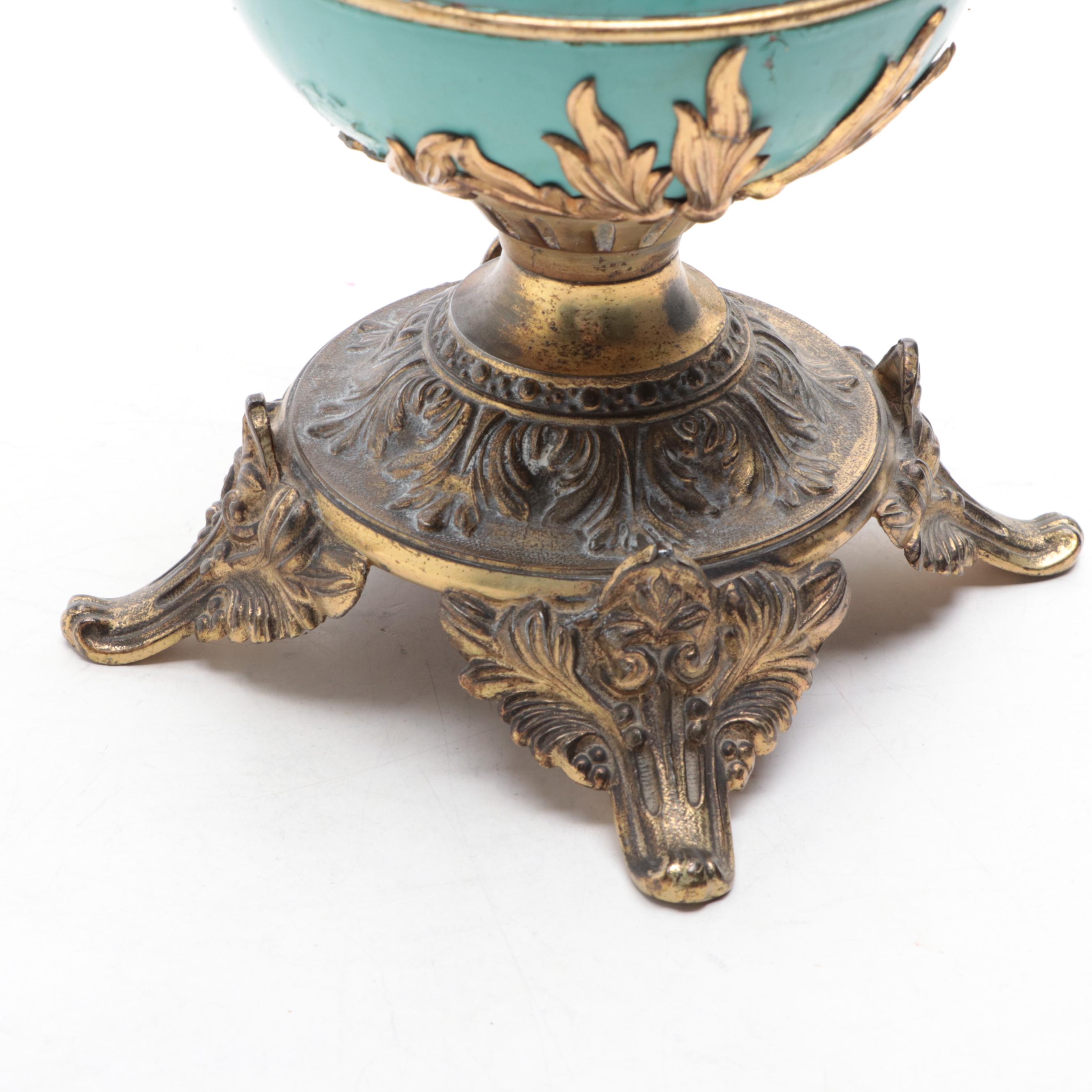 Victorian Painted Metal Ormolu Mounted Mantel Ewer, Early 20th Century