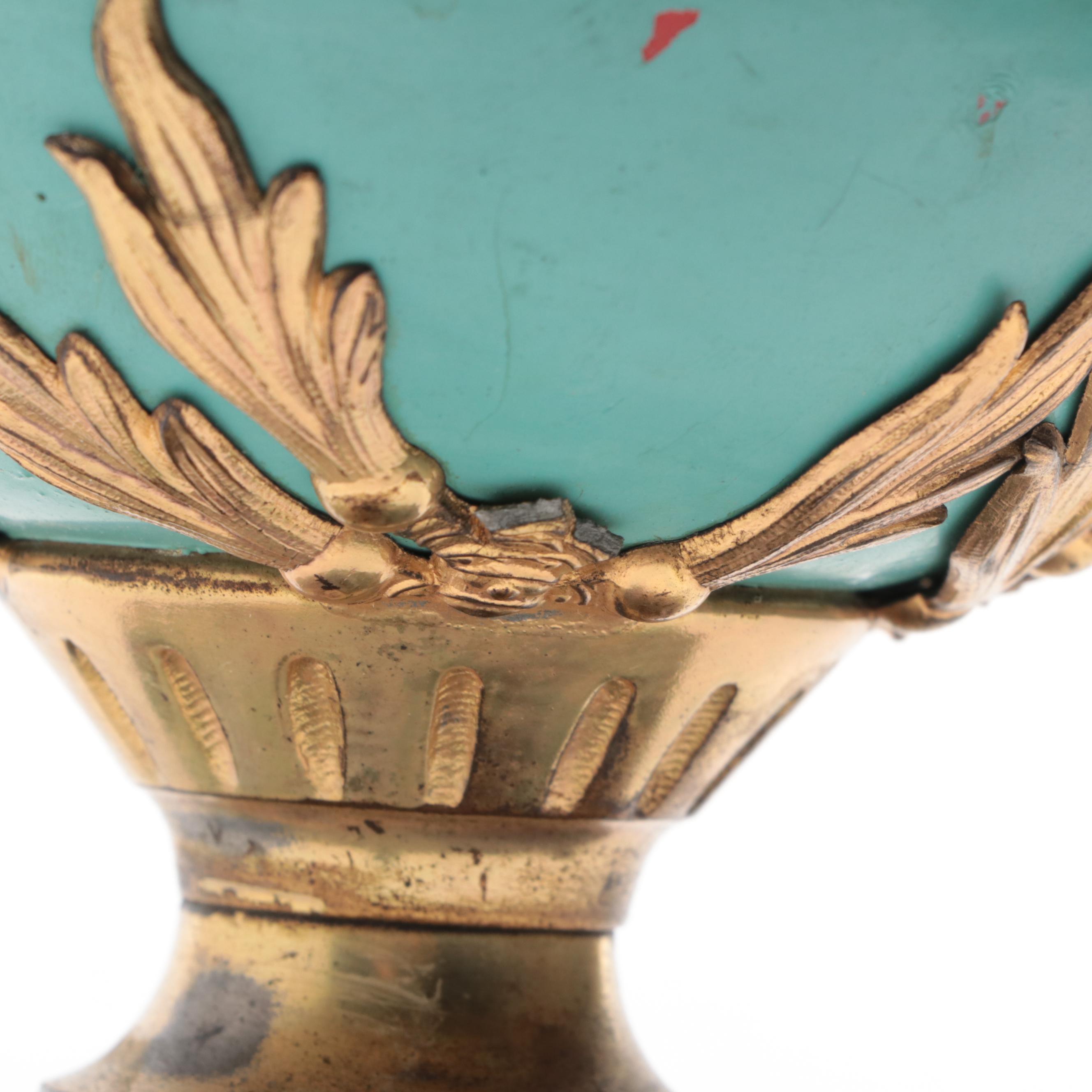 Victorian Painted Metal Ormolu Mounted Mantel Ewer, Early 20th Century