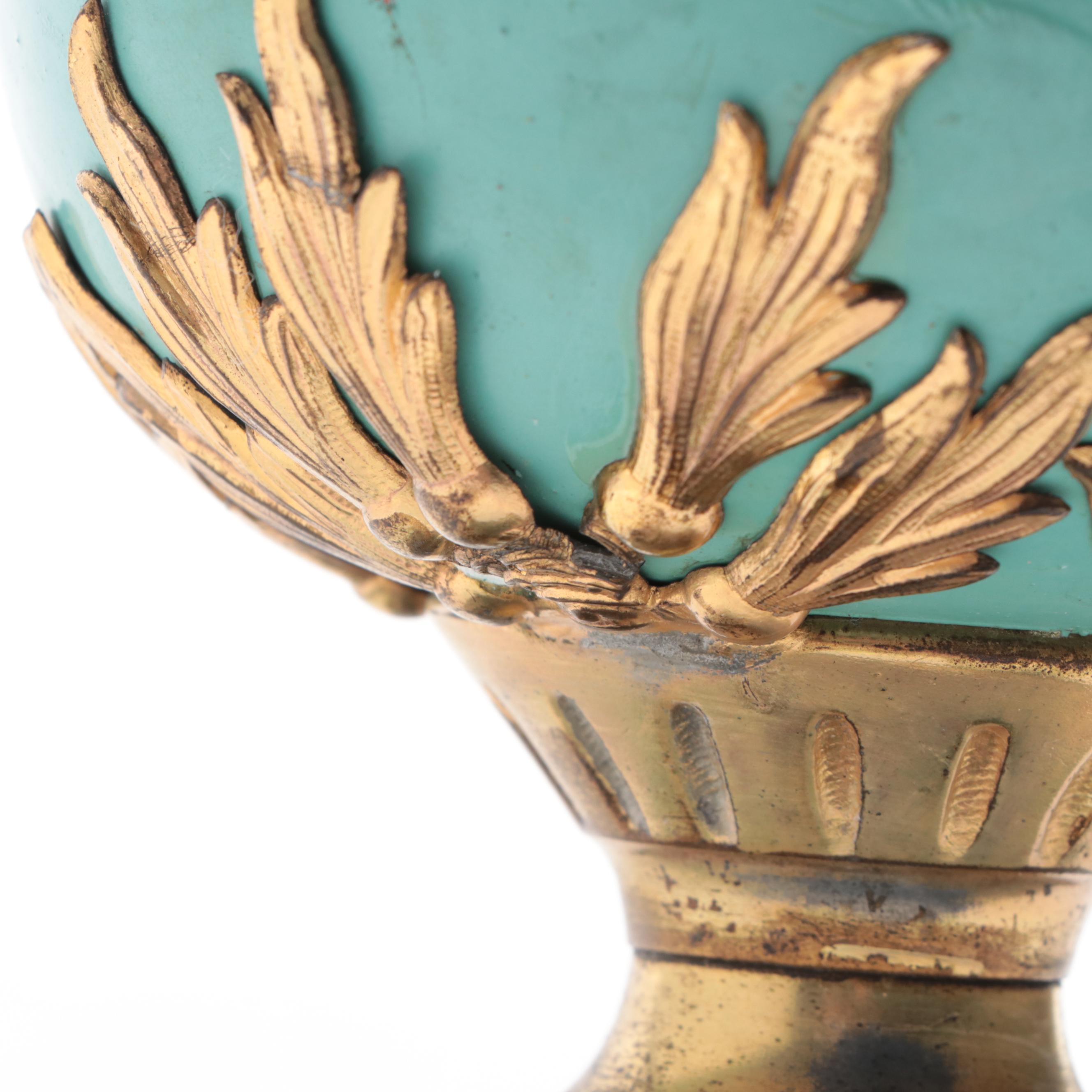 Victorian Painted Metal Ormolu Mounted Mantel Ewer, Early 20th Century