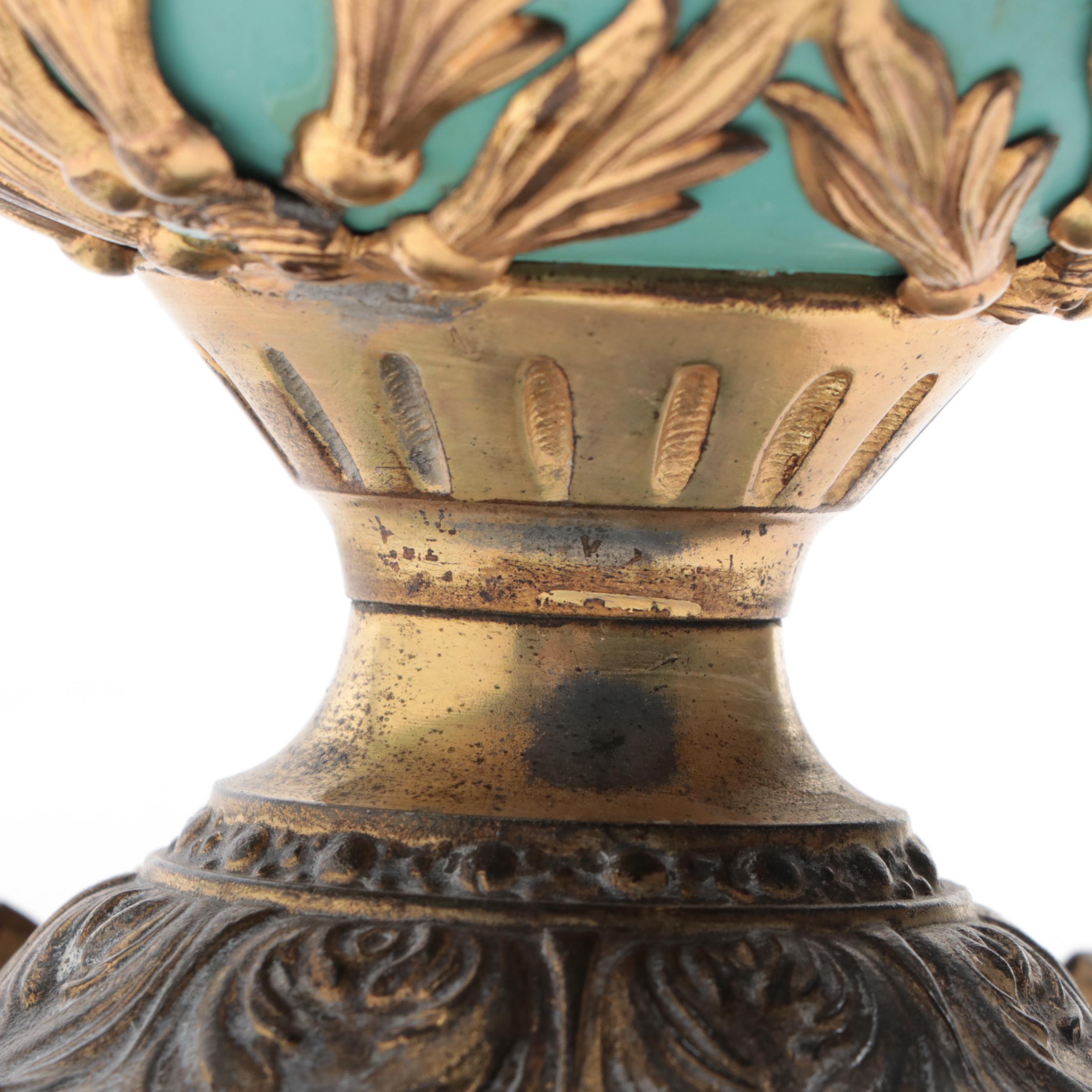 Victorian Painted Metal Ormolu Mounted Mantel Ewer, Early 20th Century