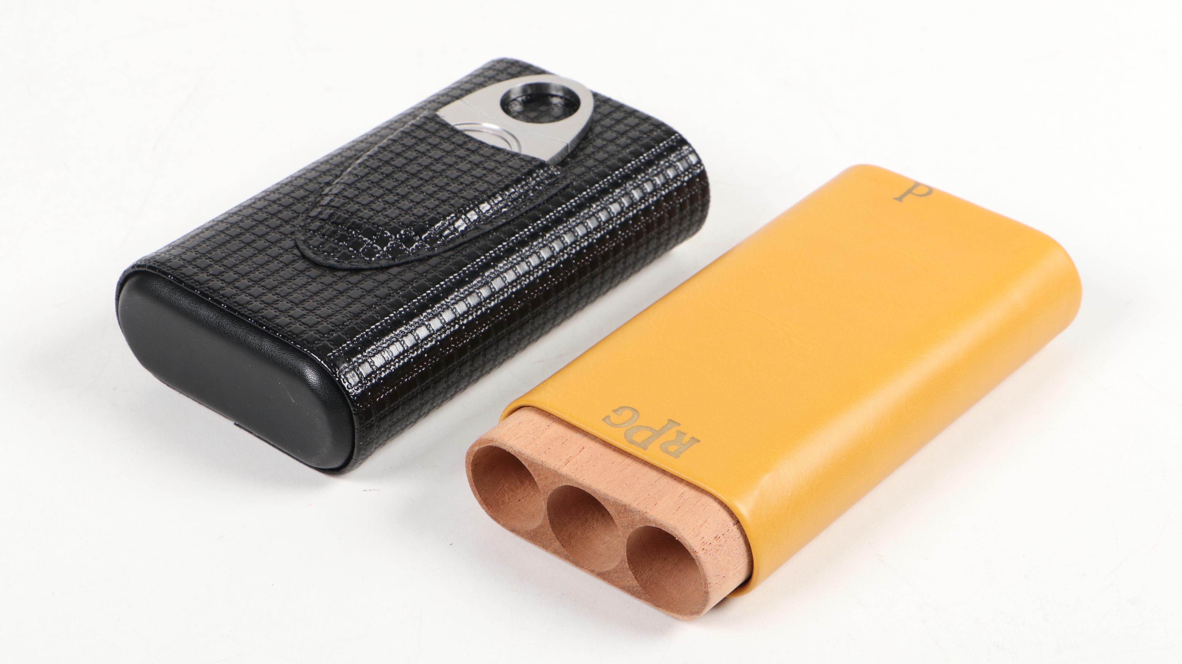 Brushed Stainless Steel Hip Flask Set with Cufflinks, Cigar Boxes, and More