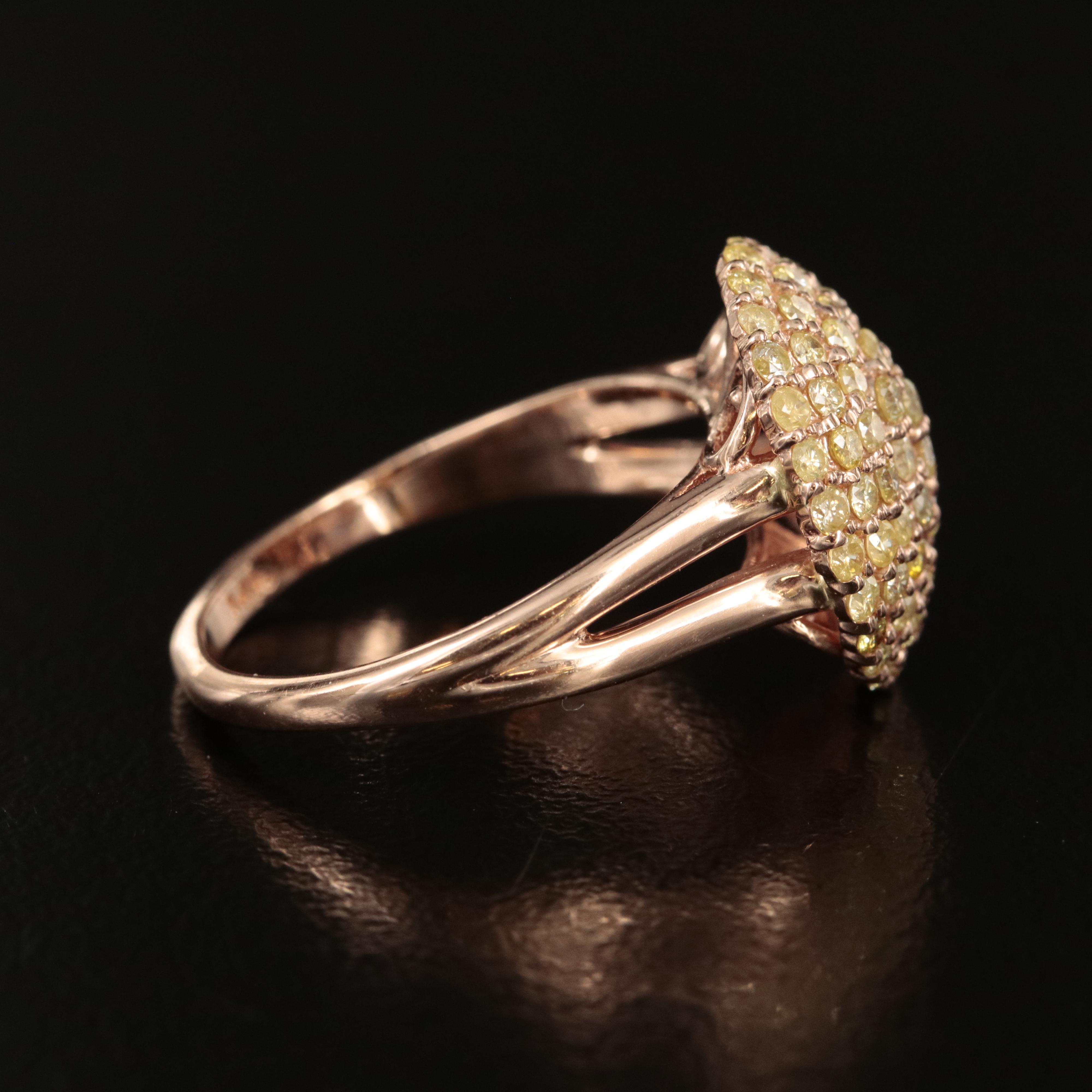 14K Rose Gold 1.03 CTW Diamond Cluster Ring