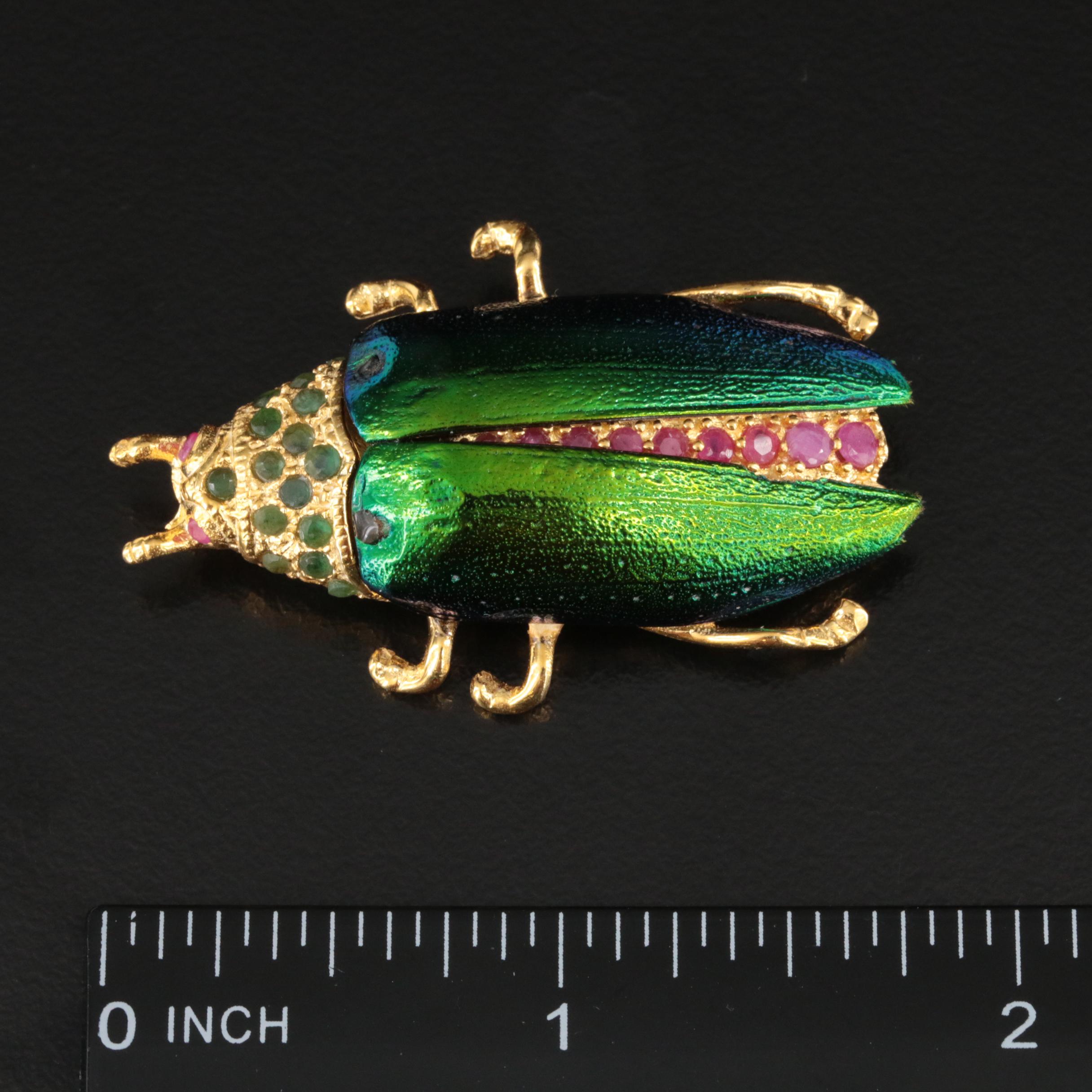 Sterling Ruby, Emerald and Beetle Brooch