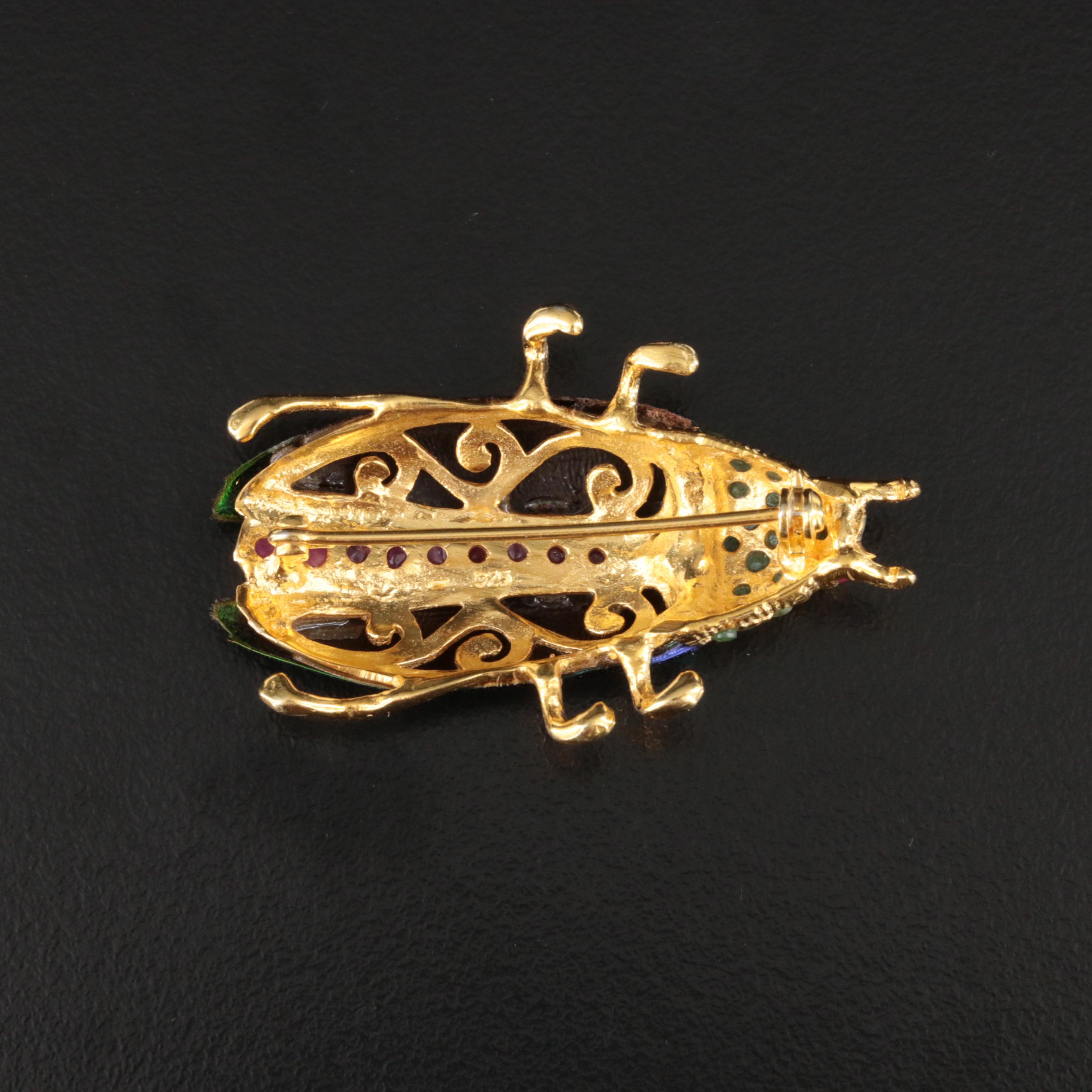 Sterling Ruby, Emerald and Beetle Brooch