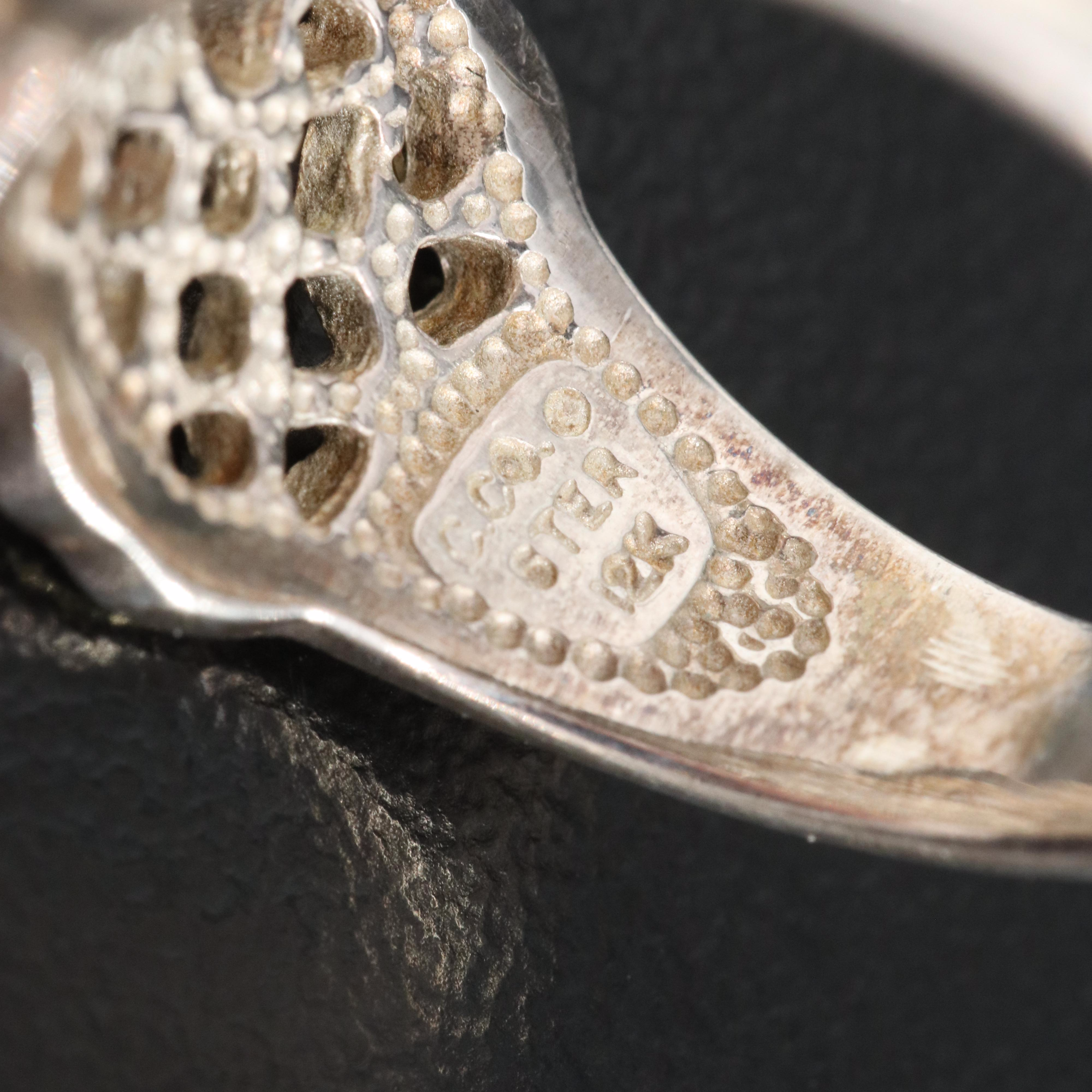 Black Hills Gold Sterling Floral Ring with 12K Green and Rose Gold Leaf Accents