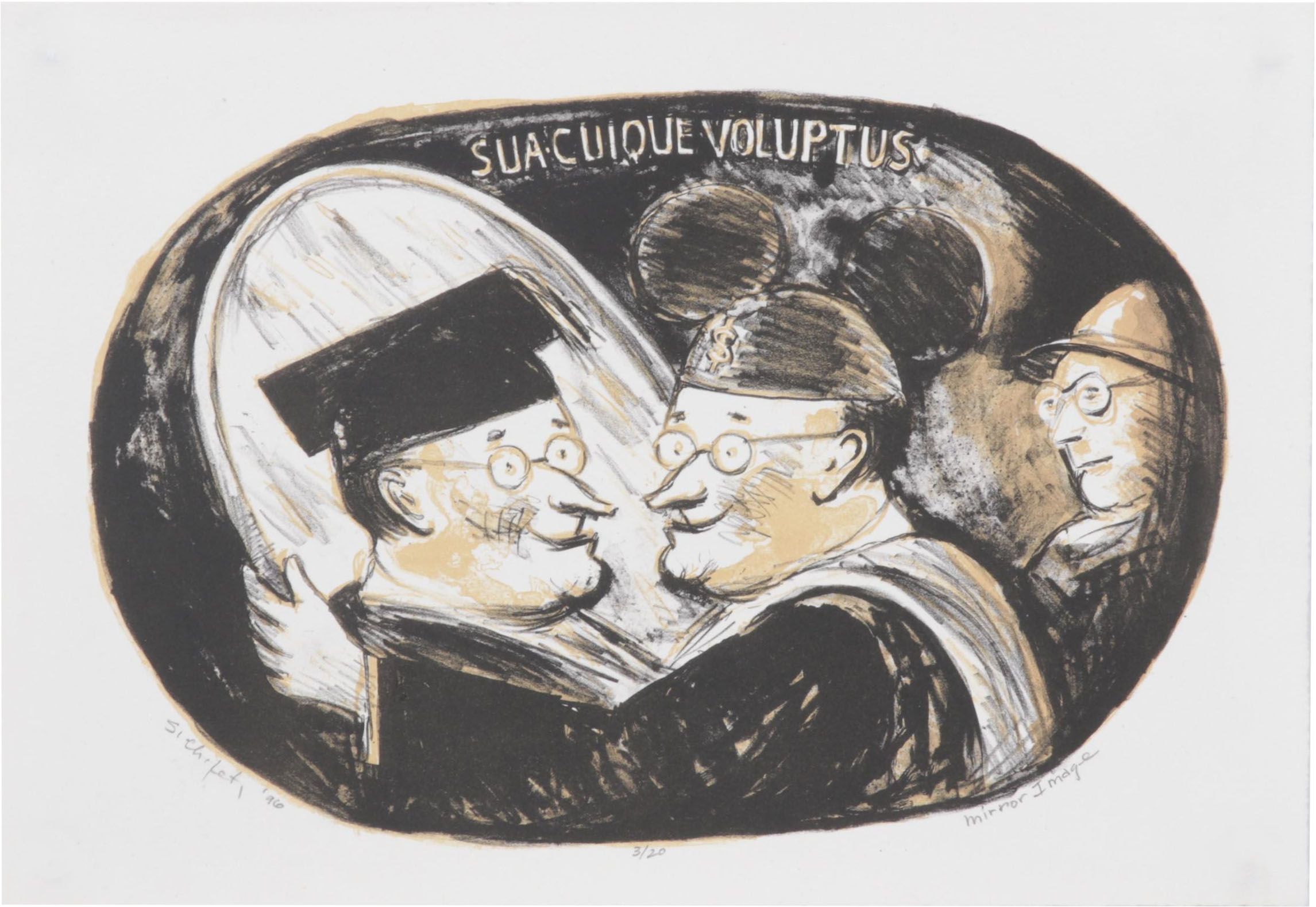 Sidney Chafetz Color Lithograph "Mirror Image," 1996