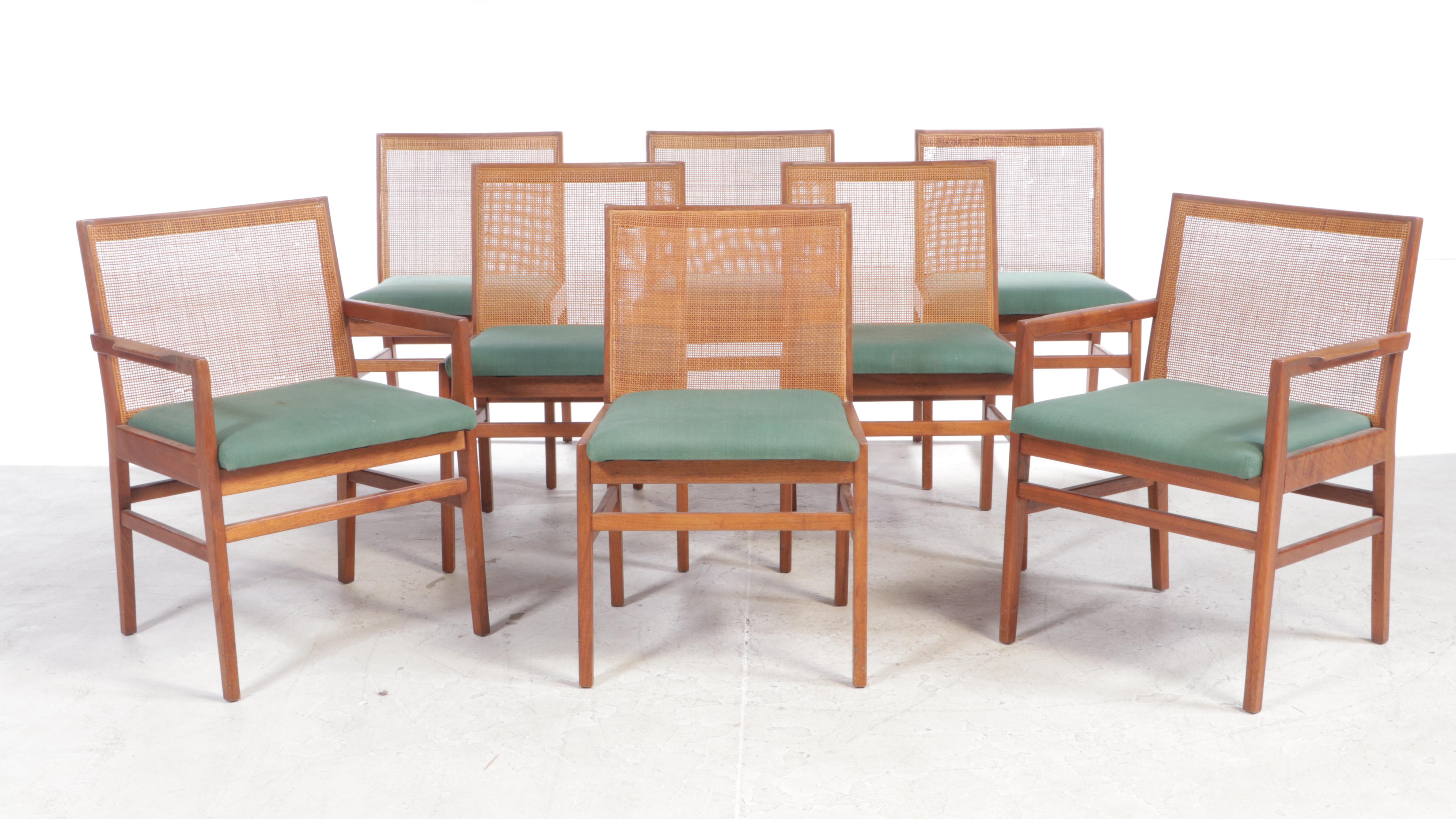 Nine-Piece Mid Century Modern Walnut Dining Set