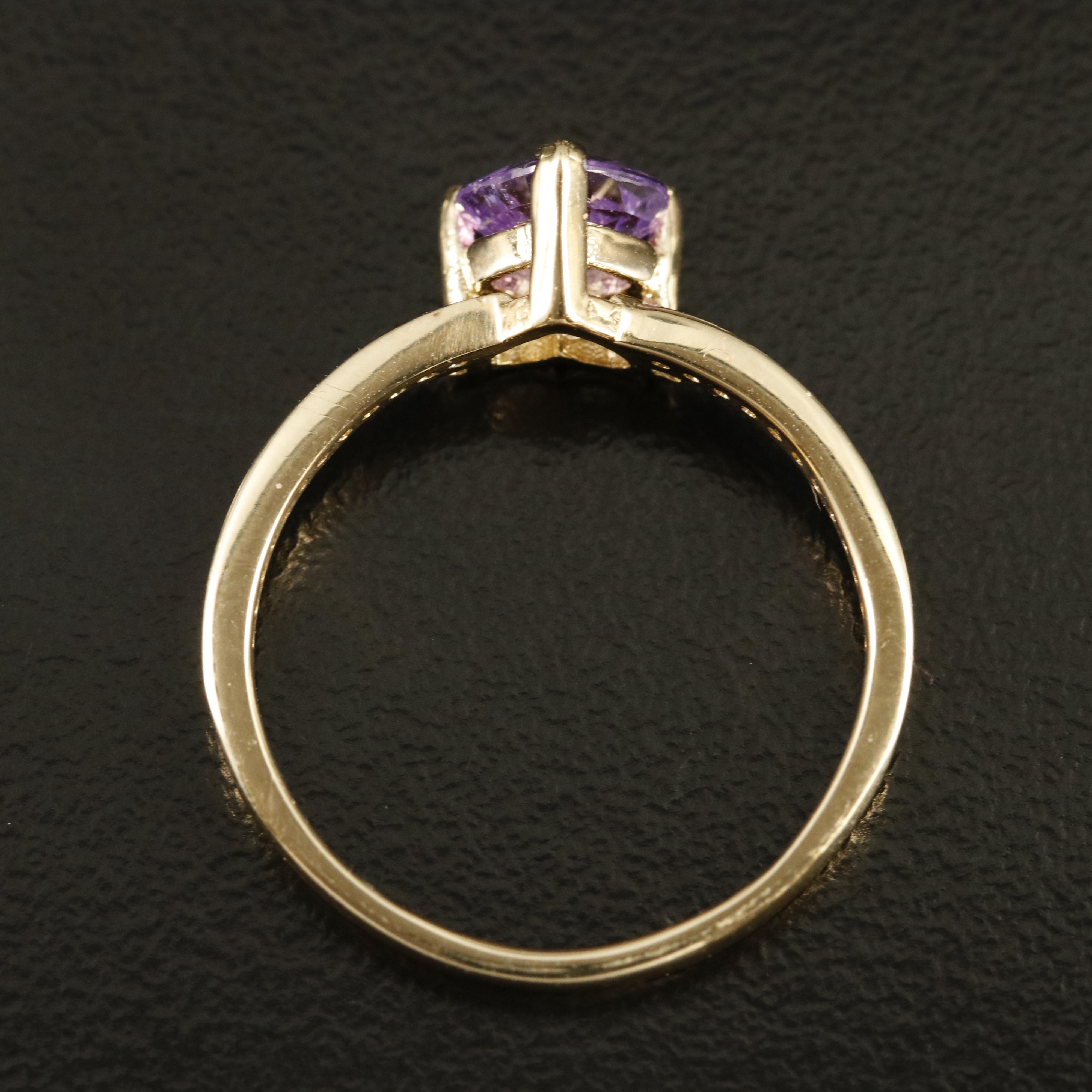 14K Pink Sapphire and Diamond Heart Ring