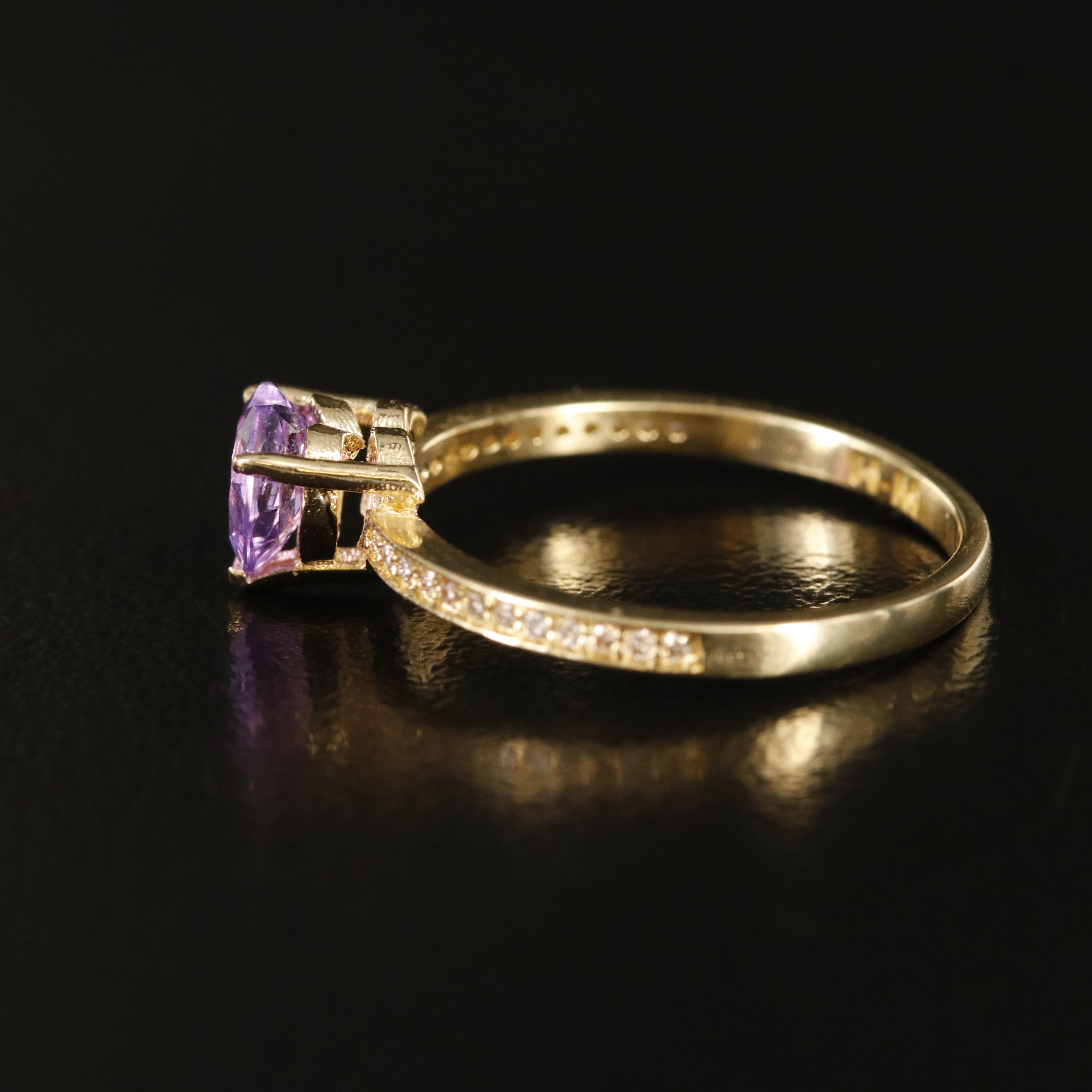 14K Pink Sapphire and Diamond Heart Ring
