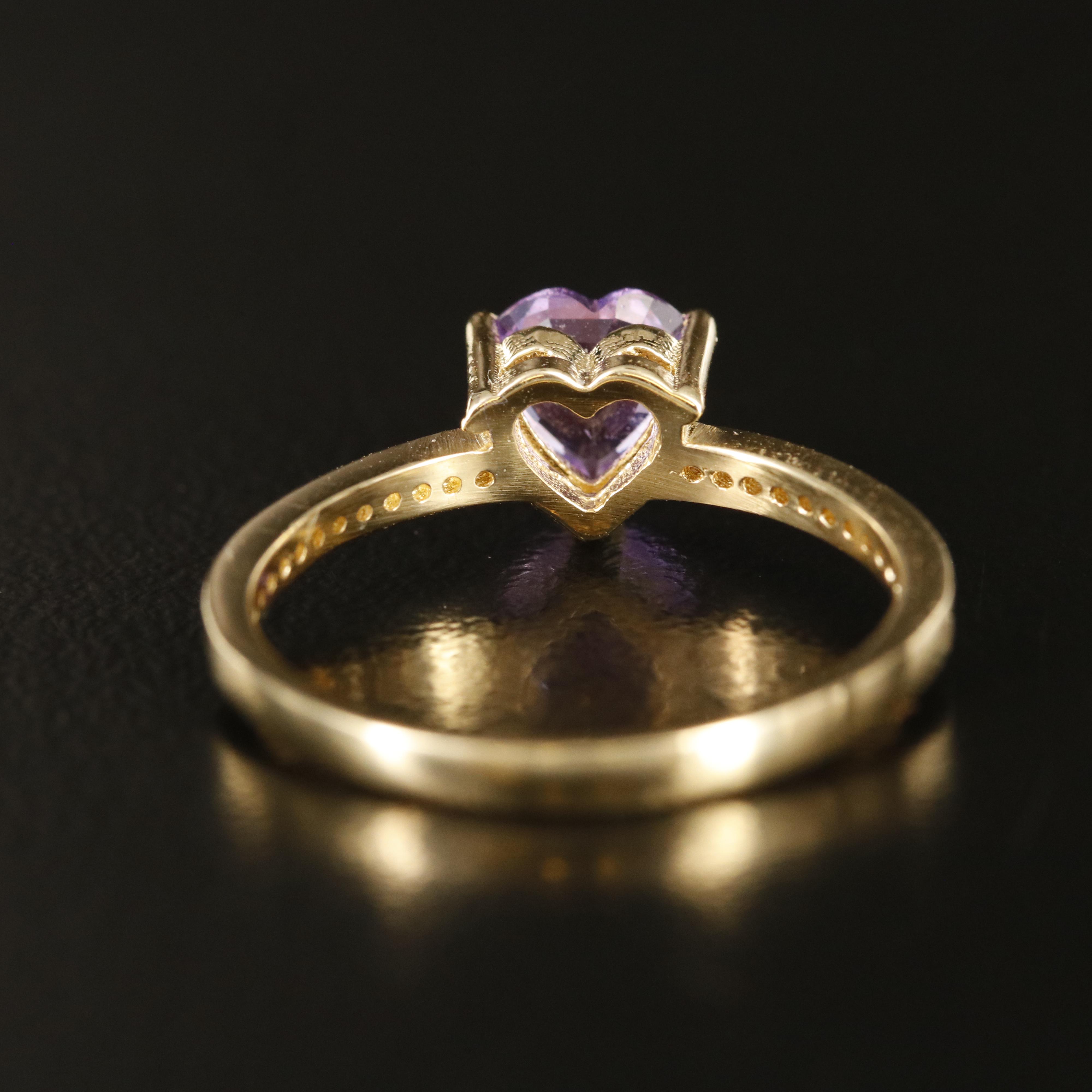 14K Pink Sapphire and Diamond Heart Ring