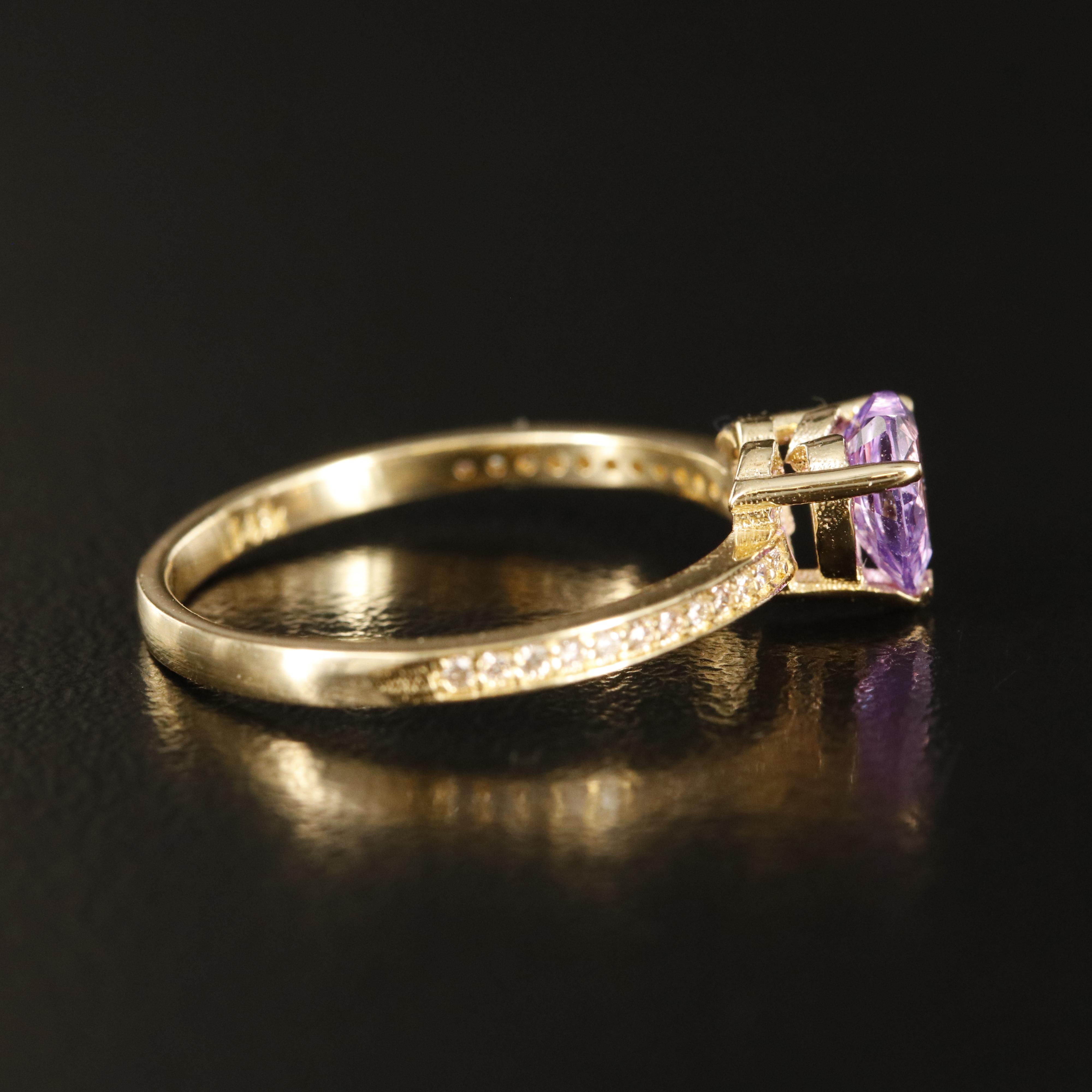 14K Pink Sapphire and Diamond Heart Ring