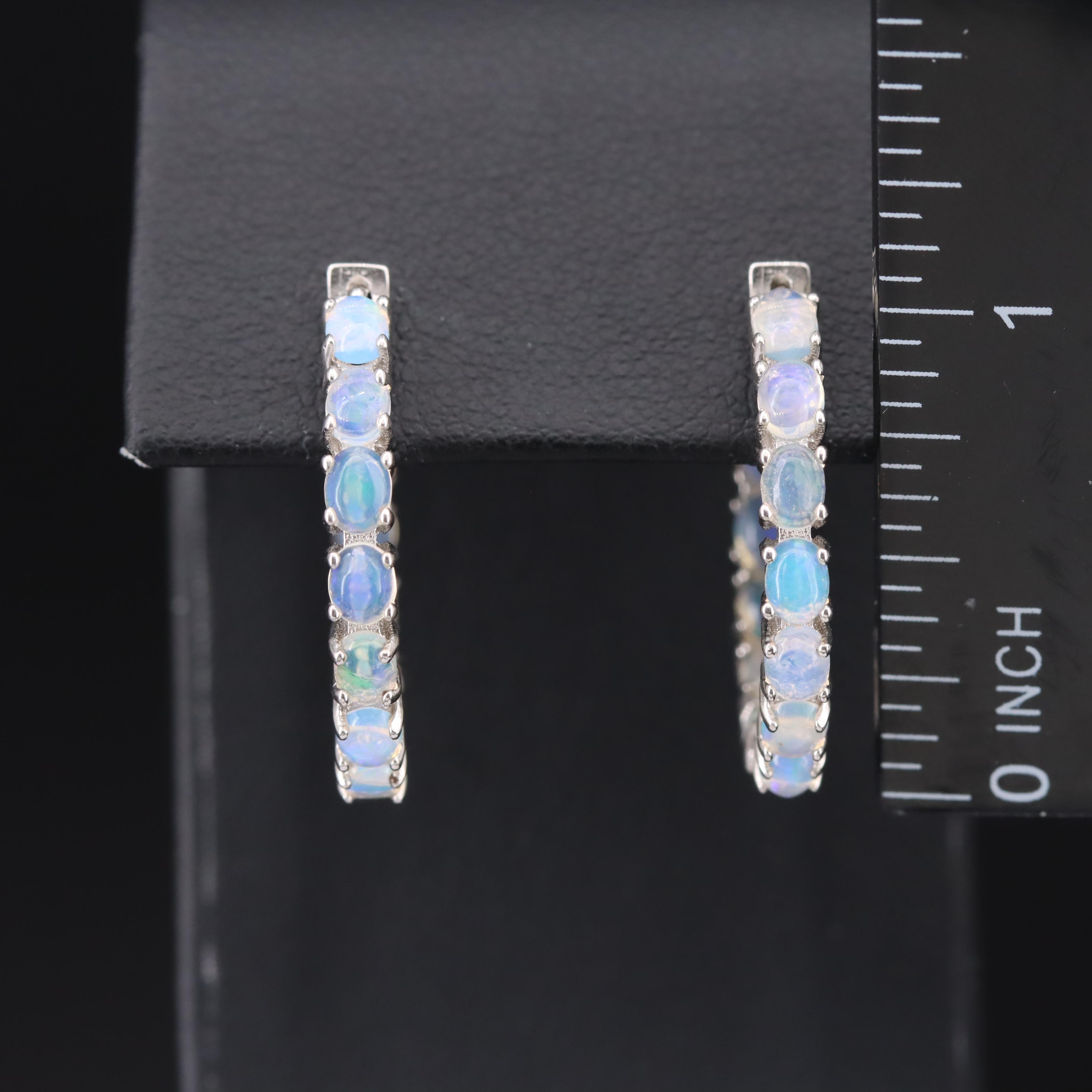 Sterling Opal Inside-Out Hoop Earrings