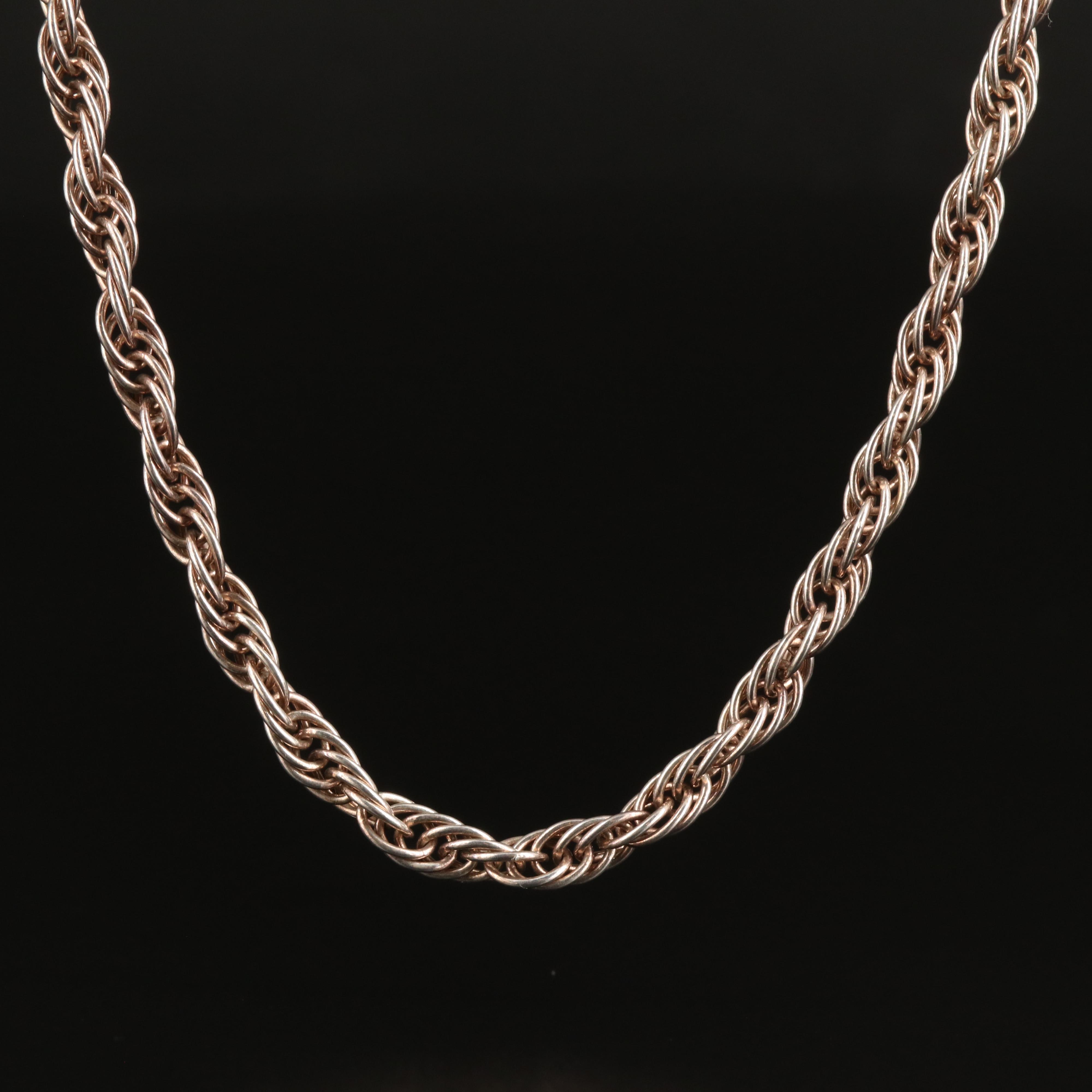 Italian Sterling French Rope Chain Necklace