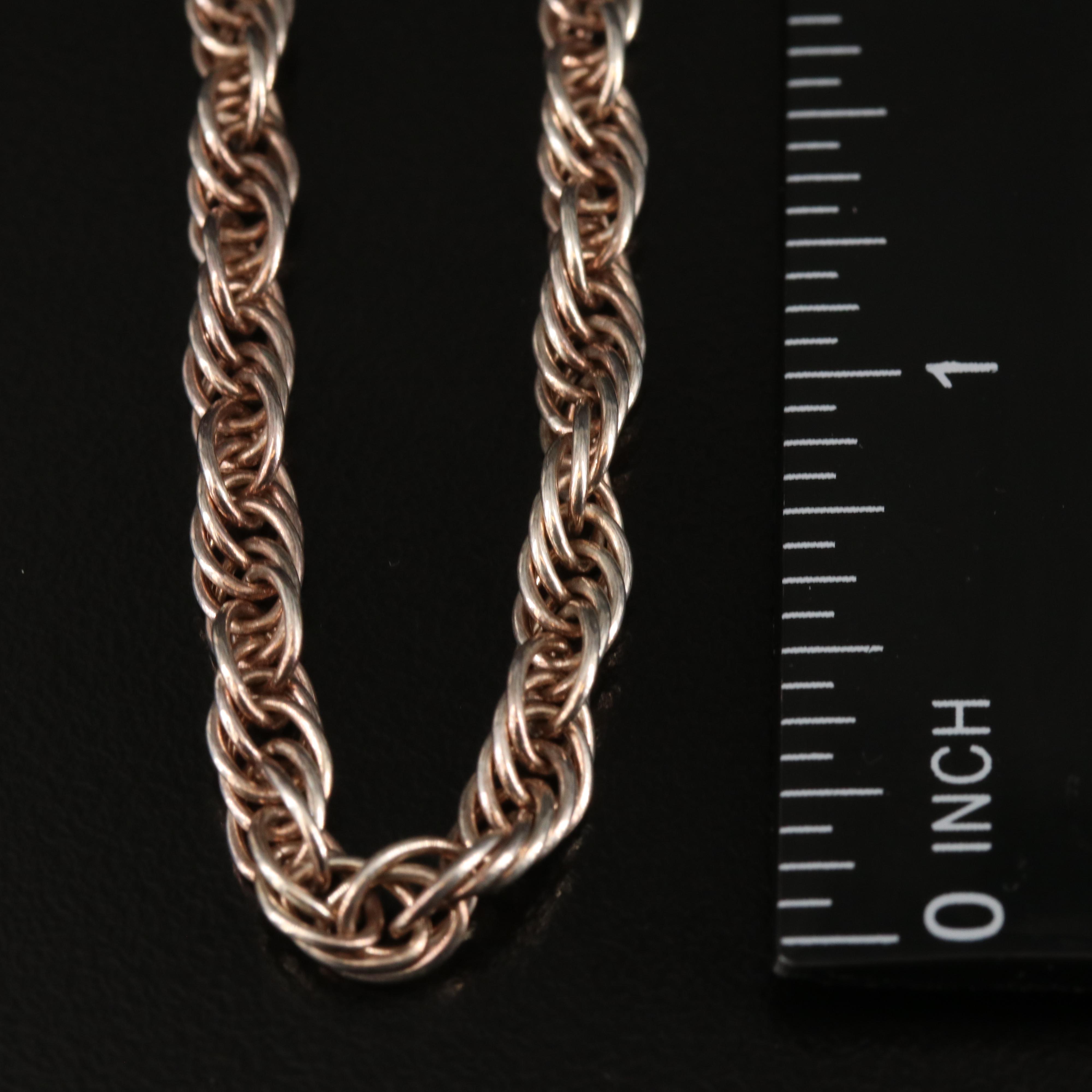 Italian Sterling French Rope Chain Necklace